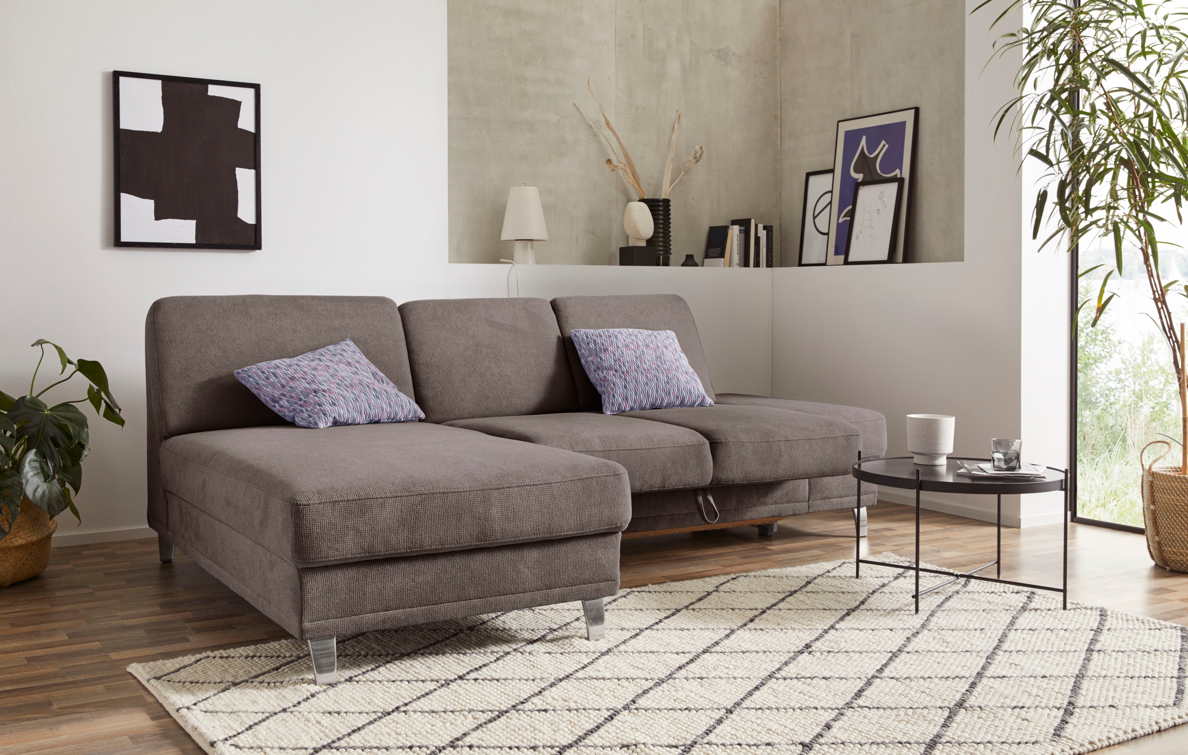 sit&more Ecksofa »Clio L-Form«, wahlweise mit Bettfunktion oder Vorziehsitz und Bettkasten, Federkern