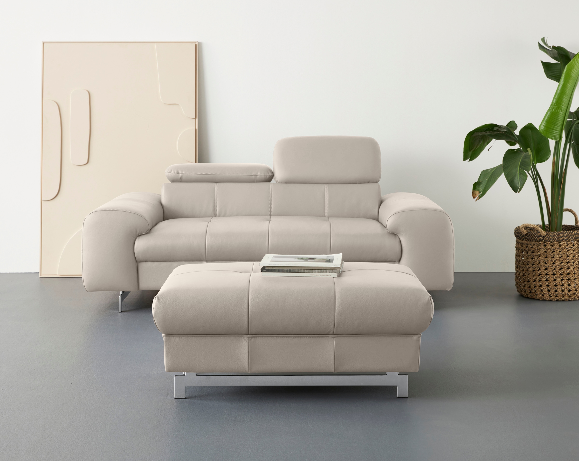 COTTA 2-Sitzer »Chef«, Big-Sofa mit Kopfteilverstellung, edle Metallkufen