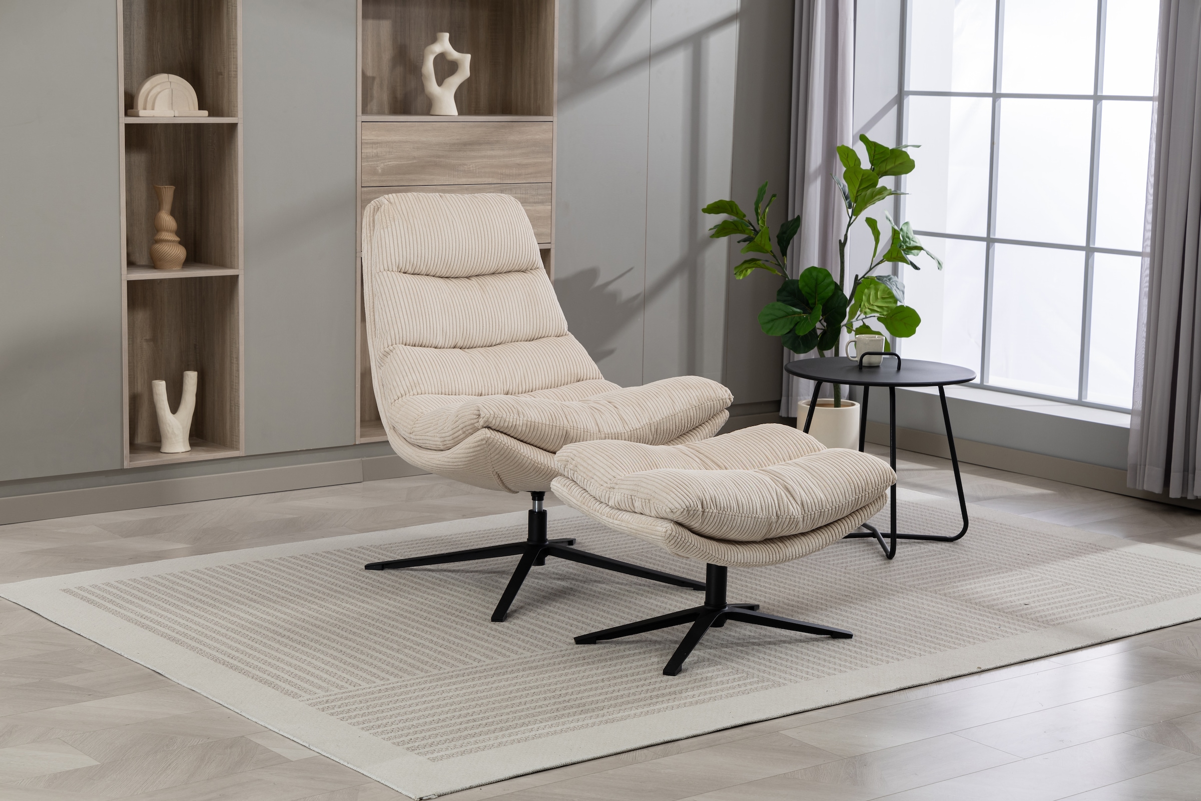 Duo Collection Relaxsessel »Porto« 360° drehbar, doppelte Polsterung, mit Hocker, bis 115 kg belastbar