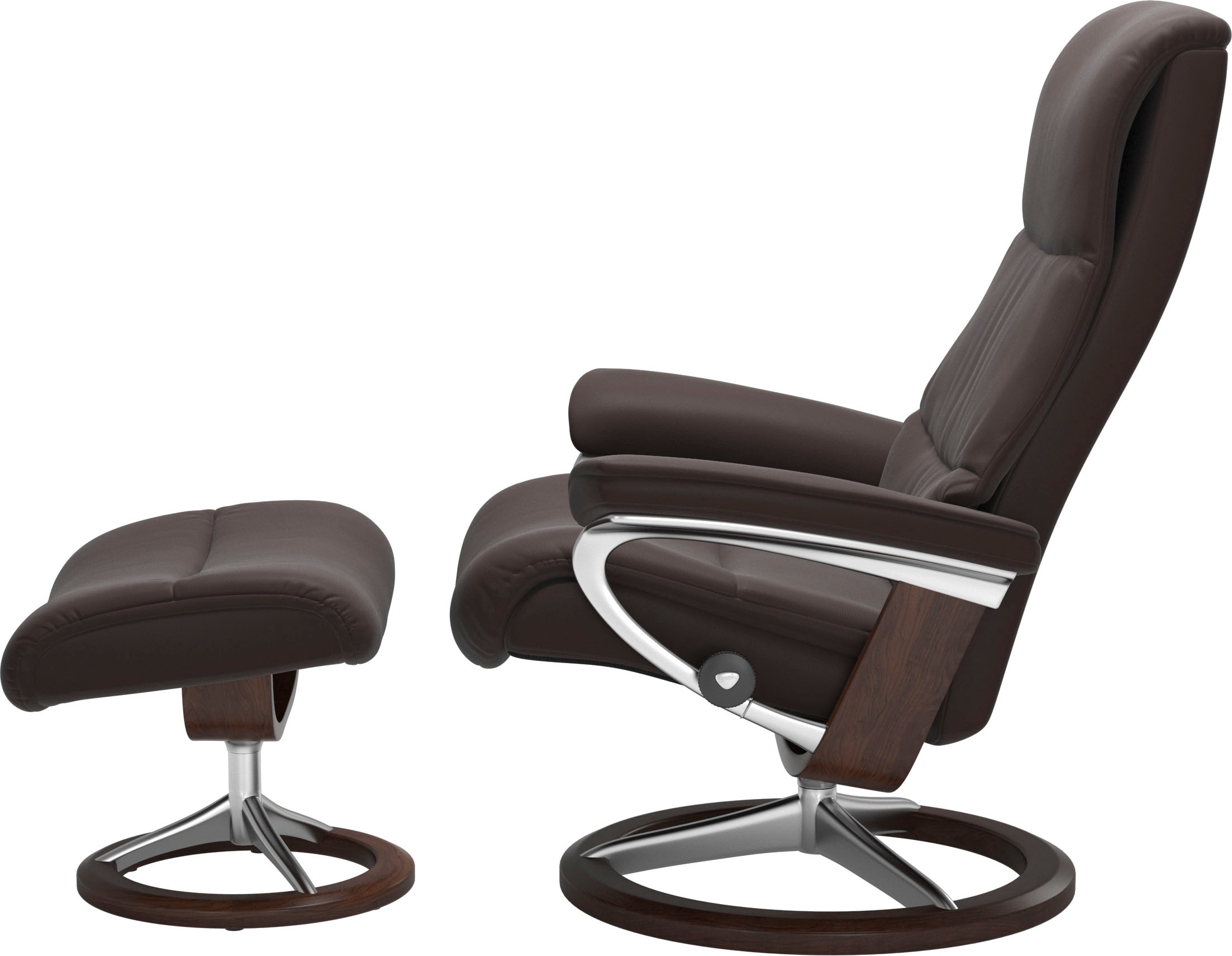 Stressless® Relaxsessel »View«, (Set, Relaxsessel mit Hocker), mit Signature Base, Größe M,Gestell Braun