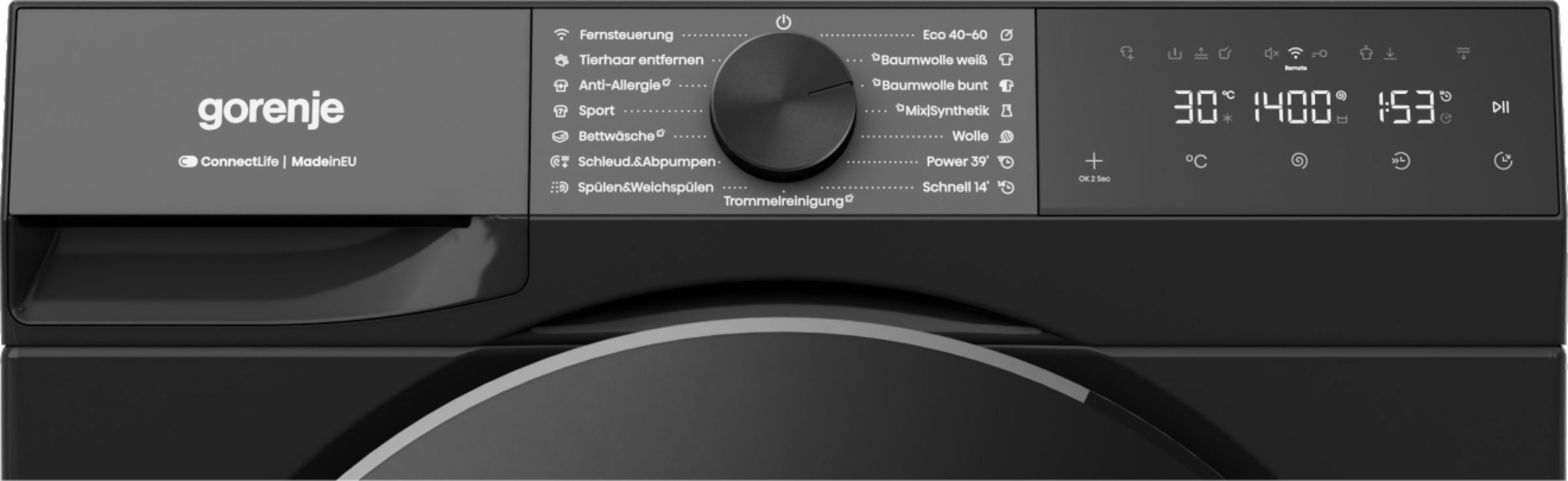 GORENJE Waschmaschine G400 »W53G484A3P1B« 8 kg 1400 U/min 30% besser als Energieklasse A, Trommelreinigungsprogramm