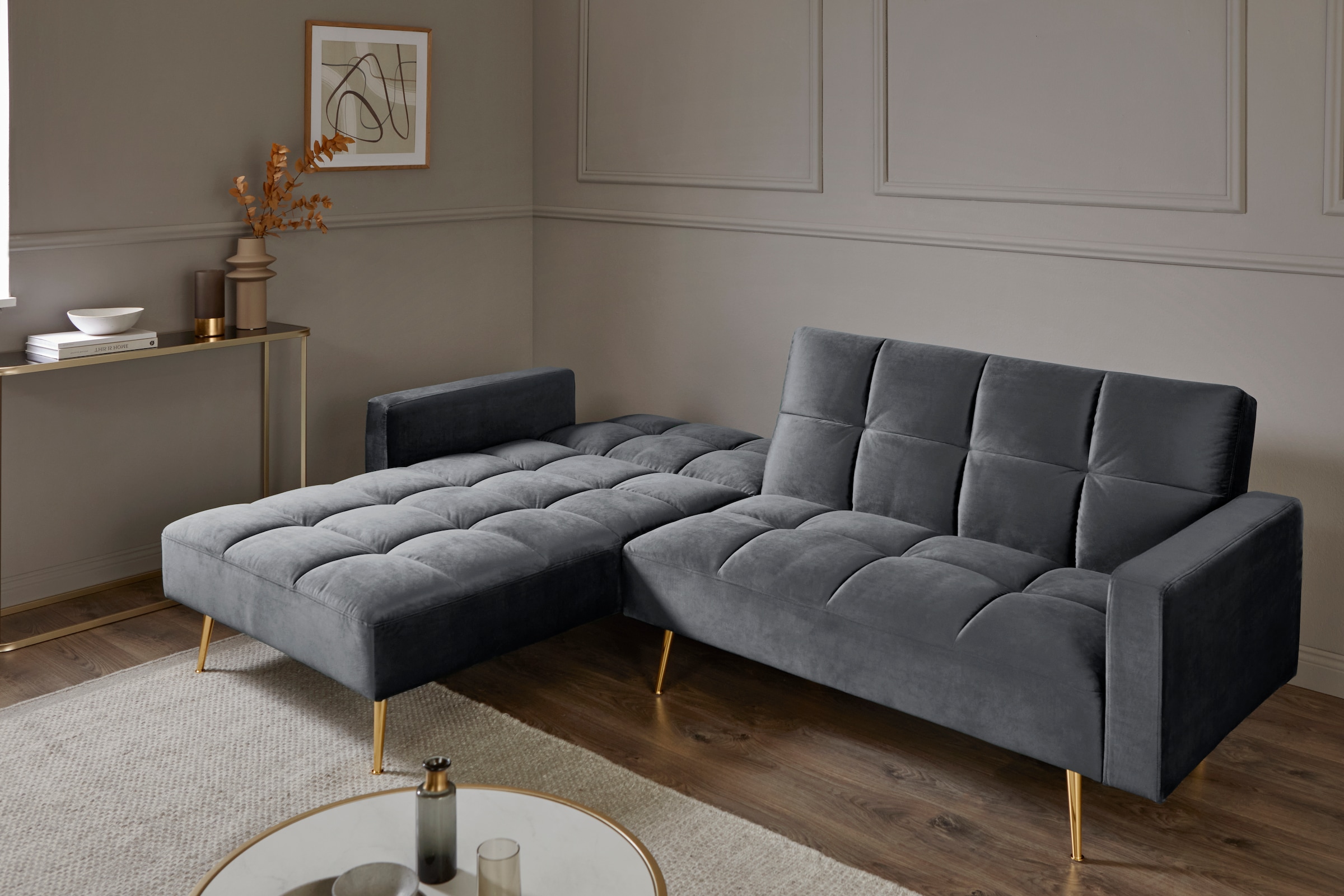 Jahnke Ecksofa »CHILLAX POSH CORNER« mit Schlaffunktion, wechselseitig montierbar, 244 x 150 cm