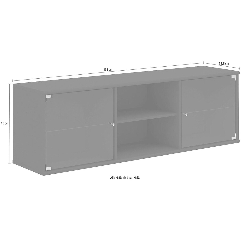 Hammel Furniture Lowboard »Mistral«, mit zwei Glastüren, Wandmontage/ stehend montierbar, Breite: 133 cm