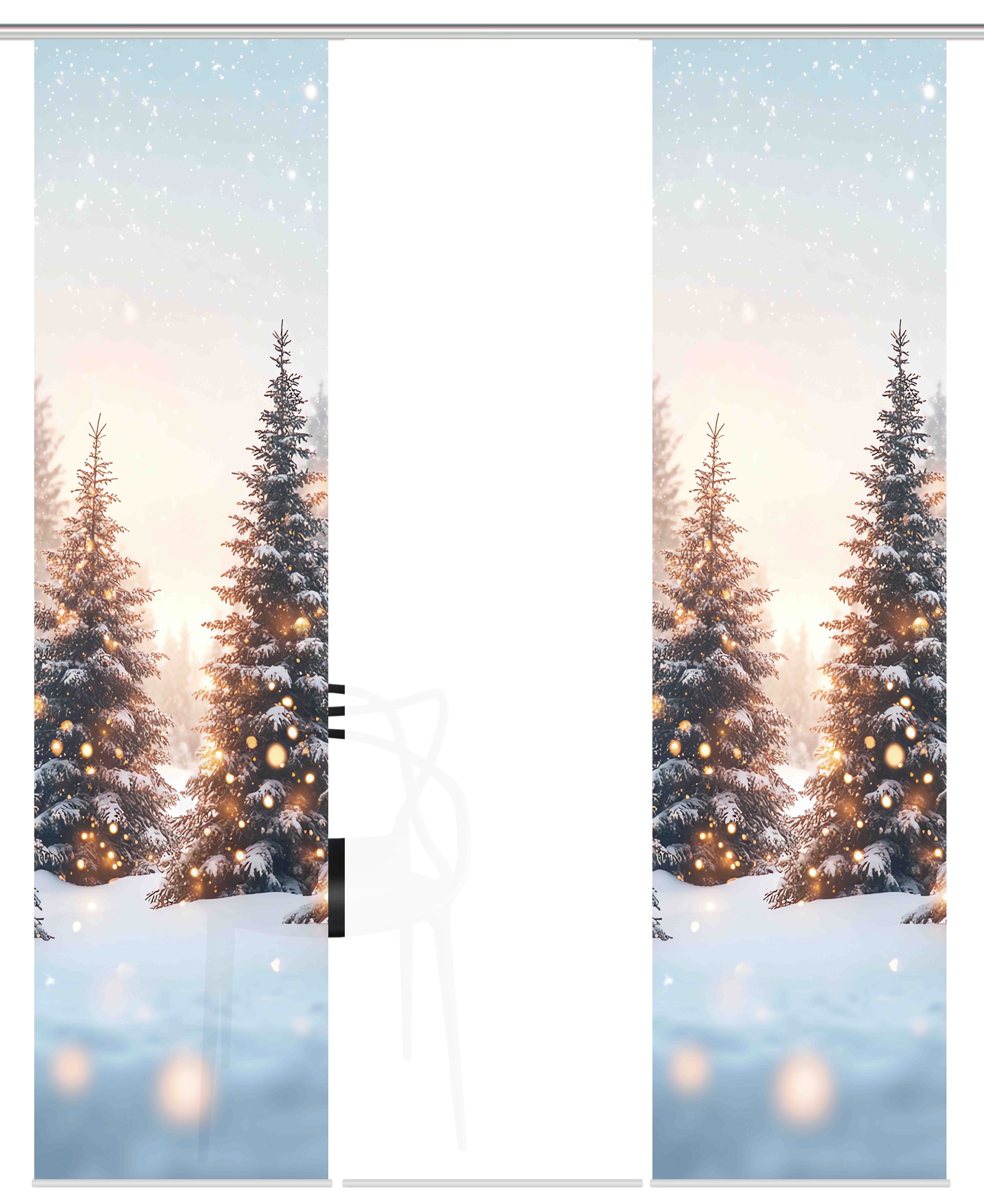 HOME WOHNIDEEN Schiebegardine »SCHNEETANNEN« Paneelwagen 3 Stk. tlg. SET, Schiebewand, Dekostoff, Digitaldruck