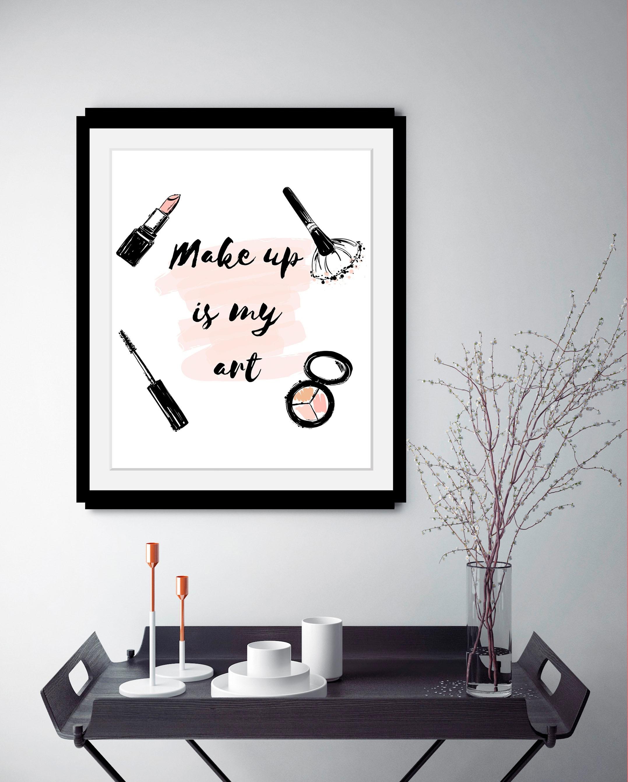 queence Bild »Make up«, Schwarz-Weiß-Schriftzug-Motivationsbilder-Fashion-F günstig online kaufen