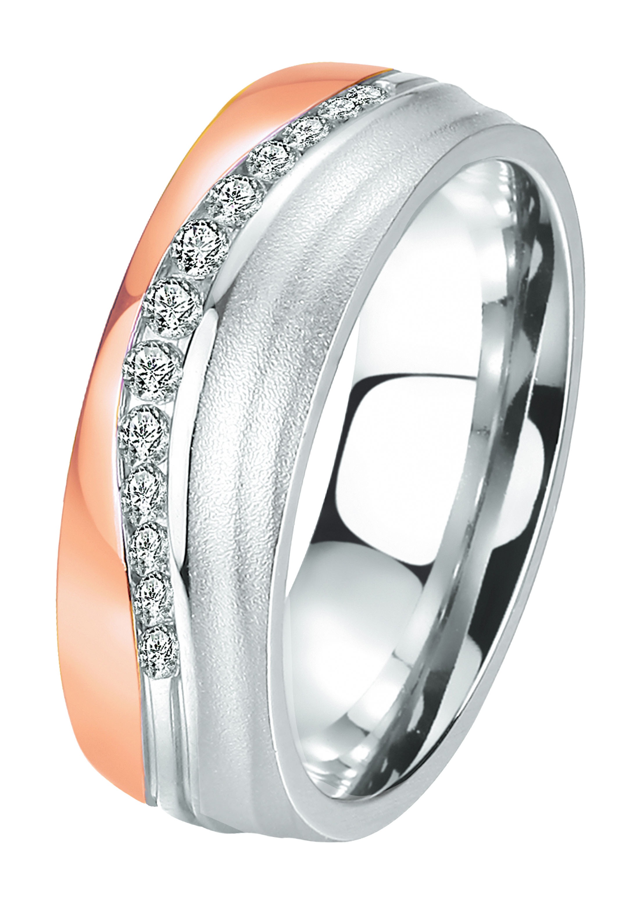 DOOSTI Trauring »Schmuck Geschenk Edelstahl Trauring Ehering Partnerring LIEBE«, wahlweise mit oder ohne Zirkonia