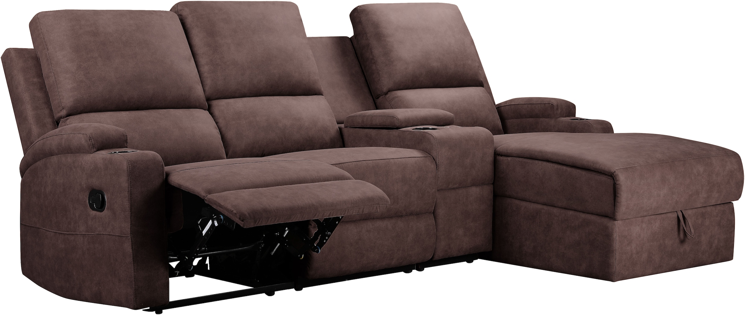 Home affaire Ecksofa »Napori Multimediasofa, 3er Kinosessel XXL, L-Form,«, Kinosofa mit Relaxfunktion, Getränkehalter, Staufach und Staukasten