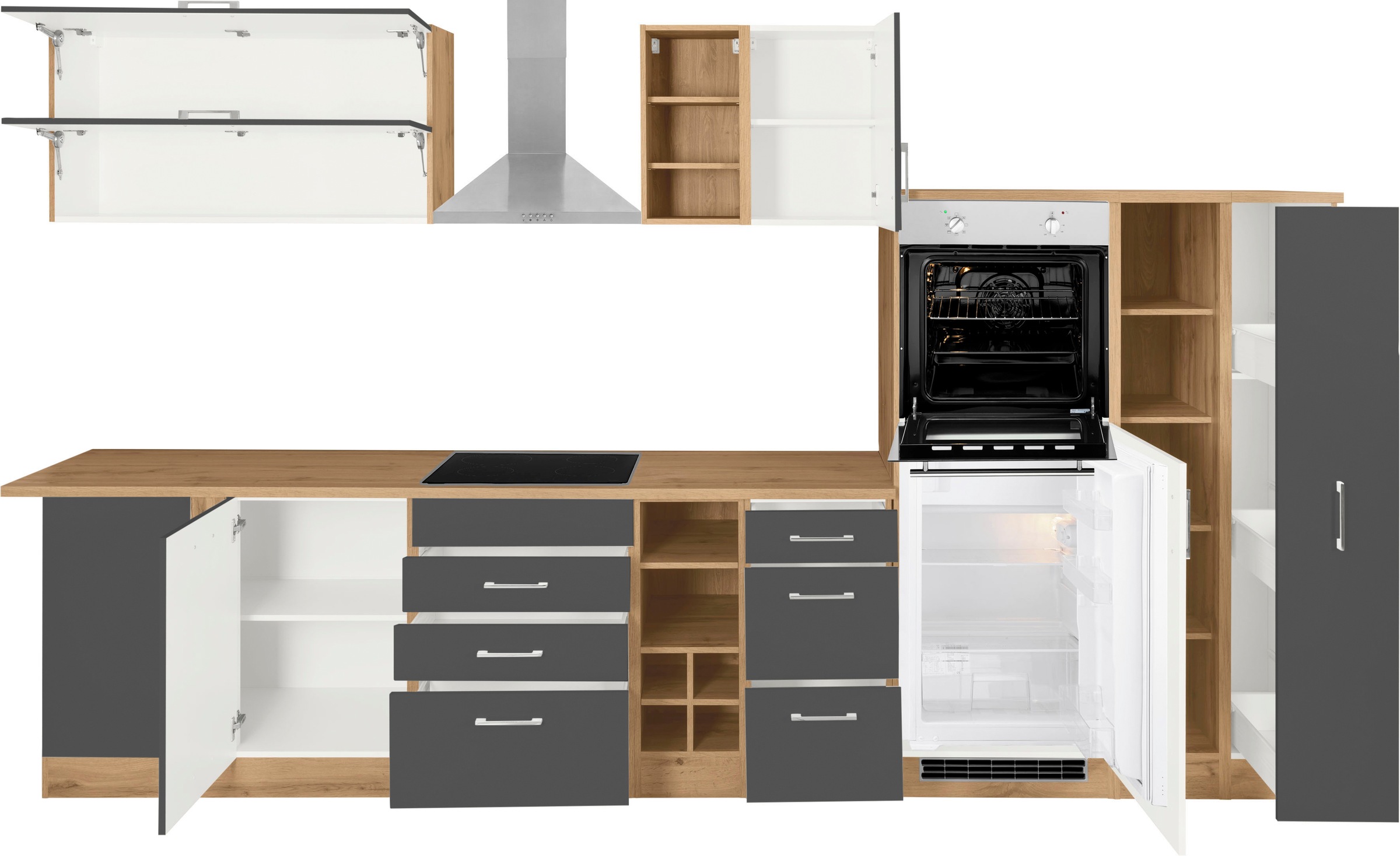 KOCHSTATION Winkelküche »KS-Colmar«, mit E-Geräten, Stellbreite 210/360 cm
