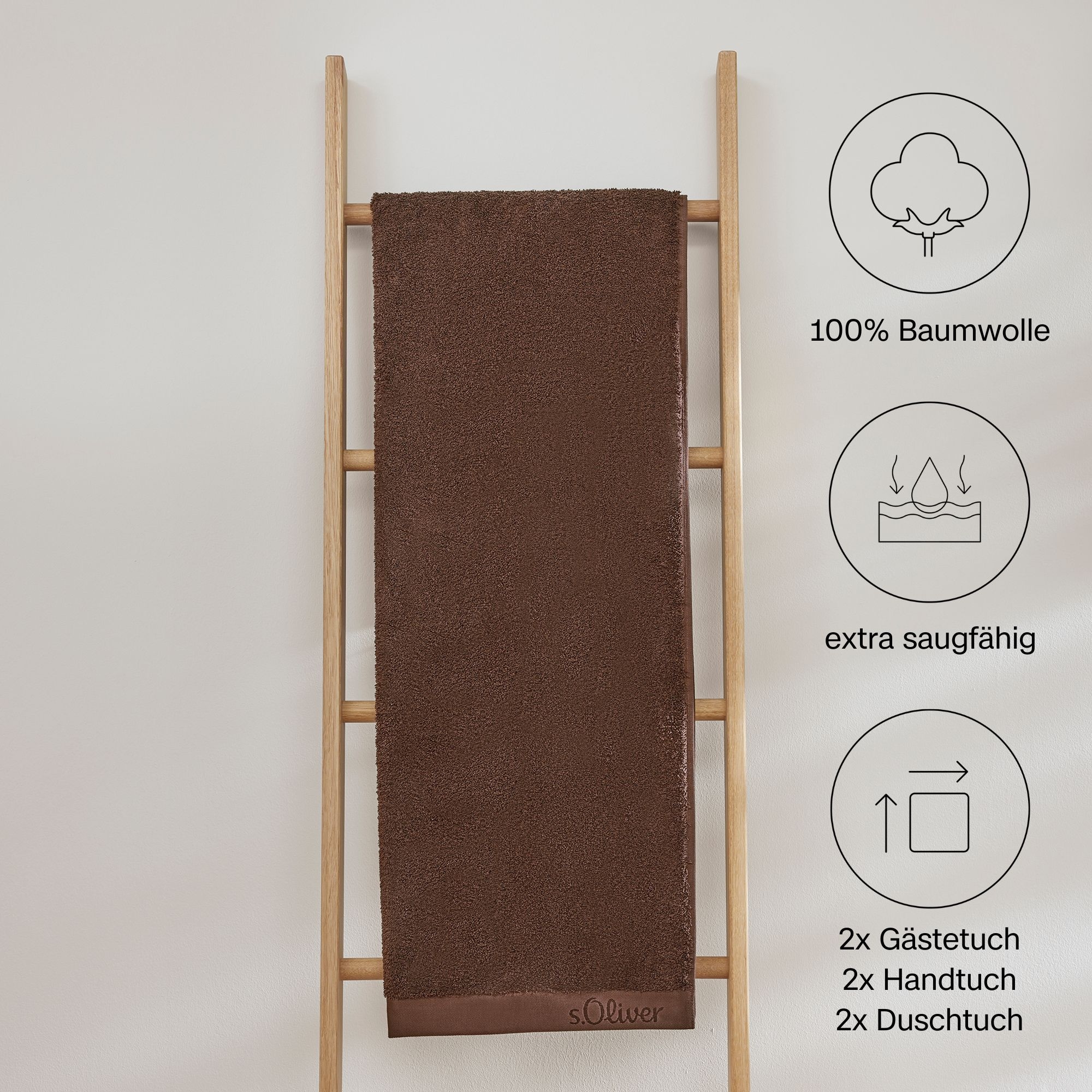 s.Oliver Handtuch Set »s.Oliver, Premium Qualität, 600 gr/m²«, (Set, 6 St., 2 Gästetücher 30x50 cm-2 Handtücher 50x100 cm-2 Duschtücher 70x140 cm), 2 Gästetücher 30x50, 2 Handtücher 50x100, 2 Duschtücher 70x140