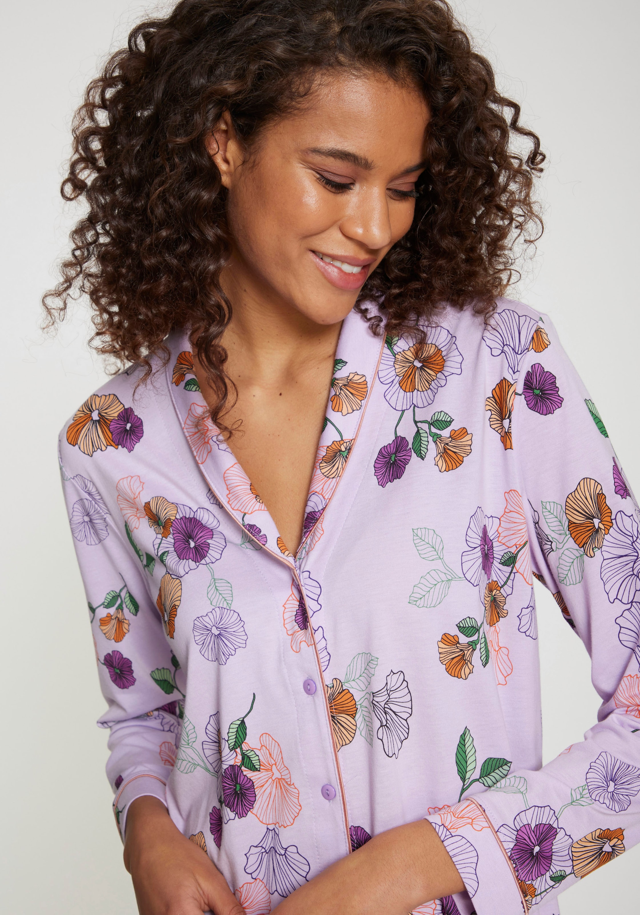 Vivance Dreams Pyjama, (2 tlg.), mit Blumen-Druck
