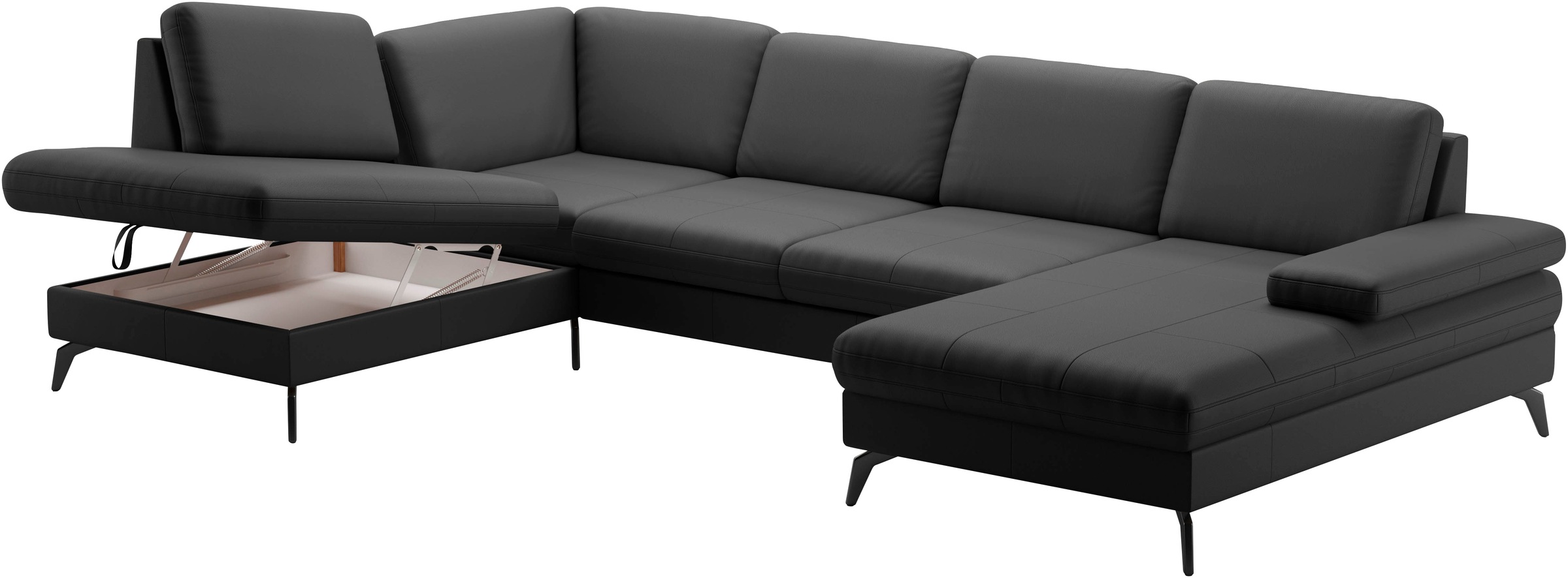 sit&more Wohnlandschaft »Morris U-Form, inkl. Sitztiefenverstellung«, wahlweise mit Armteilverstellung, Bettfunktion & Bettkasten