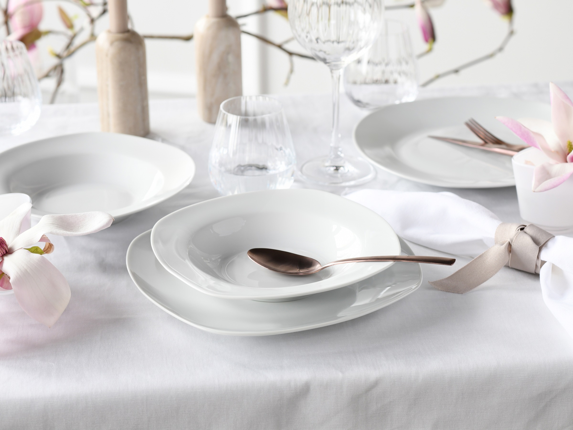 CreaTable Teller-Set »Amelie Weiß, Tellerset 18-tlg«, (Set, 18 tlg.), Daily Use, Zeitlos