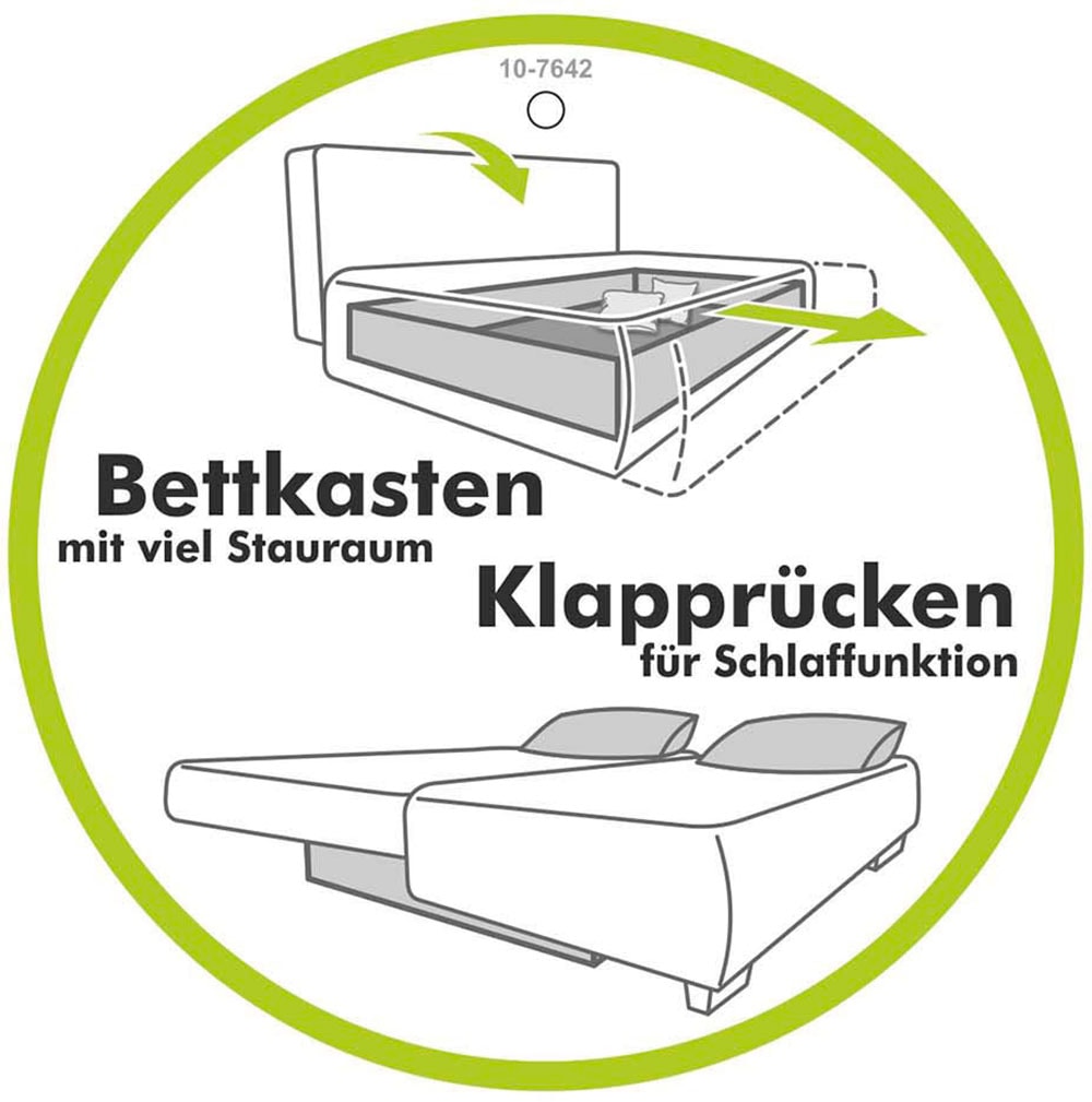 Jockenhöfer Gruppe Ecksofa »Elmau L-Form, B: 235 cm« mit Bettfunktion, Bettkasten & 2 Zierkissen