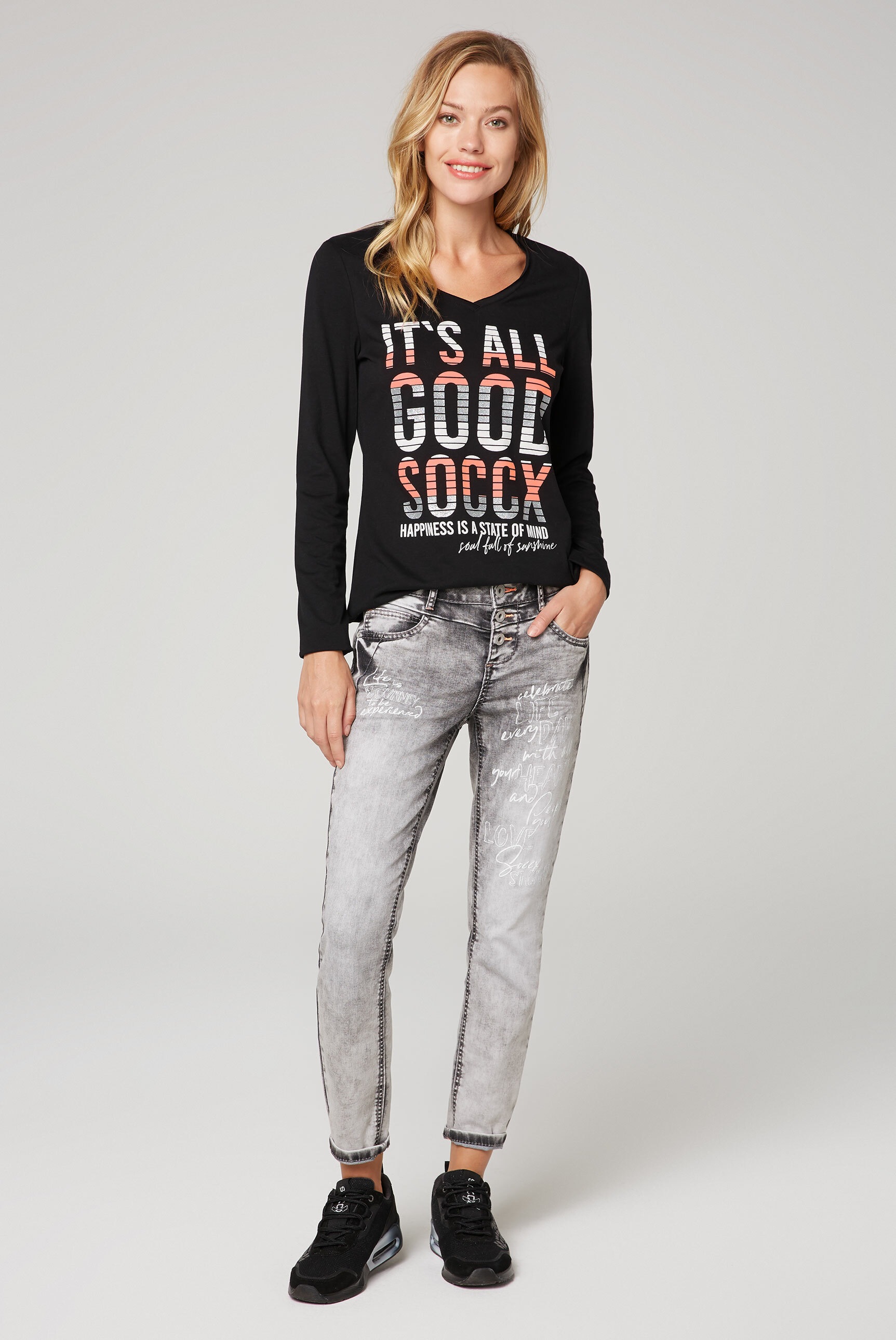 SOCCX Langarmshirt, mit offenen Kanten