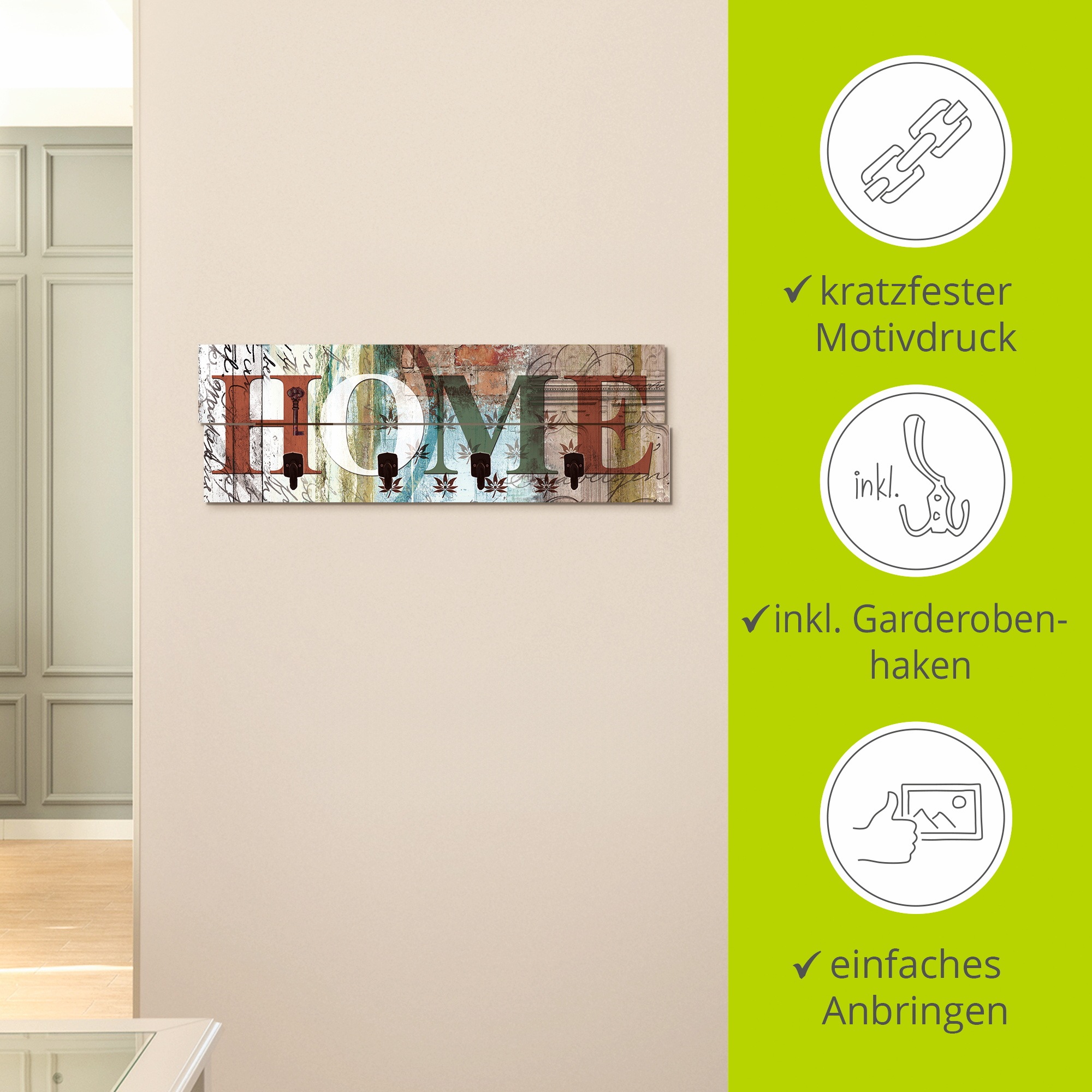 Artland Garderobenleiste »Buntes zu Hause in taktvollen Farben«, teilmontiert