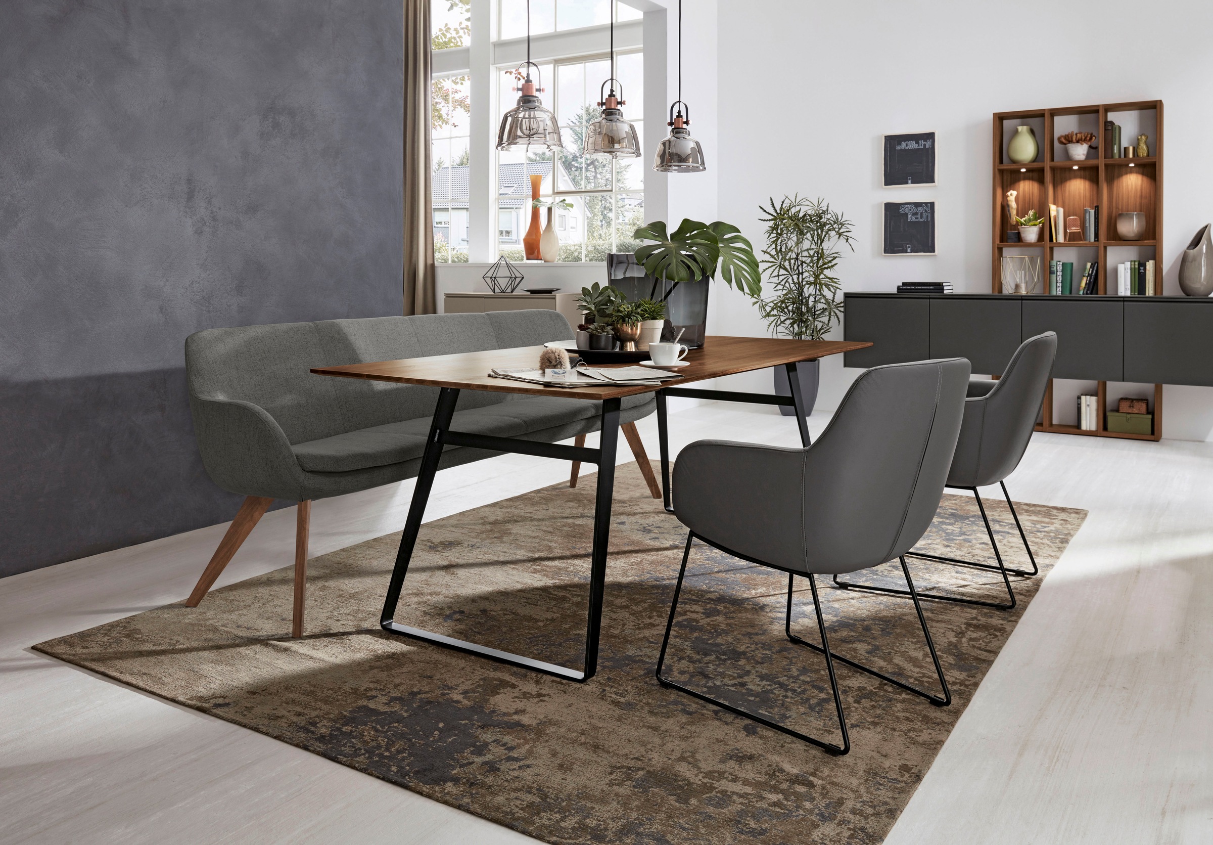 Musterring Essbank "Tavia" Stativgestell Wildnussbaum massiv geölt, Breite günstig online kaufen