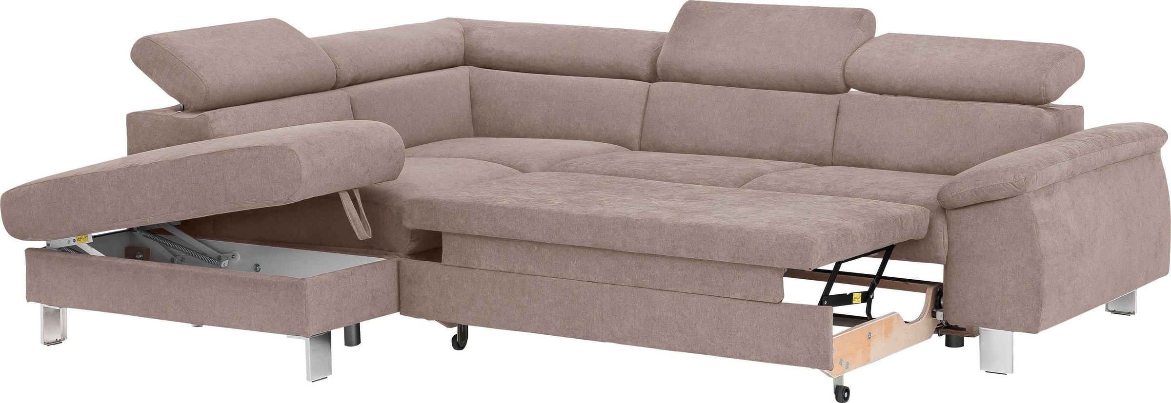 COTTA Polstergarnitur »Komaris L-Form«, (Set), Set bestehend aus: Ecksofa mit Kopfteilverstellung & Hocker