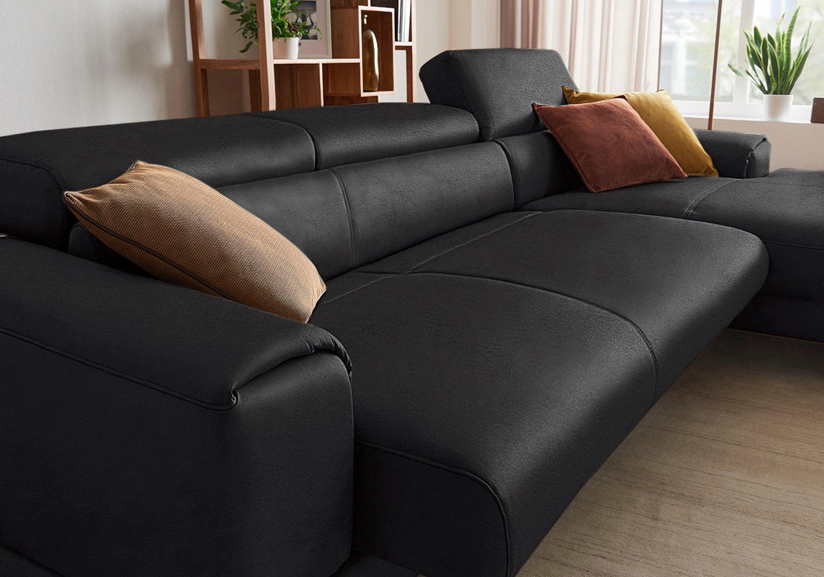W.SCHILLIG Ecksofa »piedroo, Designsofa mit tollem Sitzkomfort, bequem und elegant, L-Form«, Kopfteilverstellung, wahlweise mit Sitztiefenverstellung, Breite 343cm