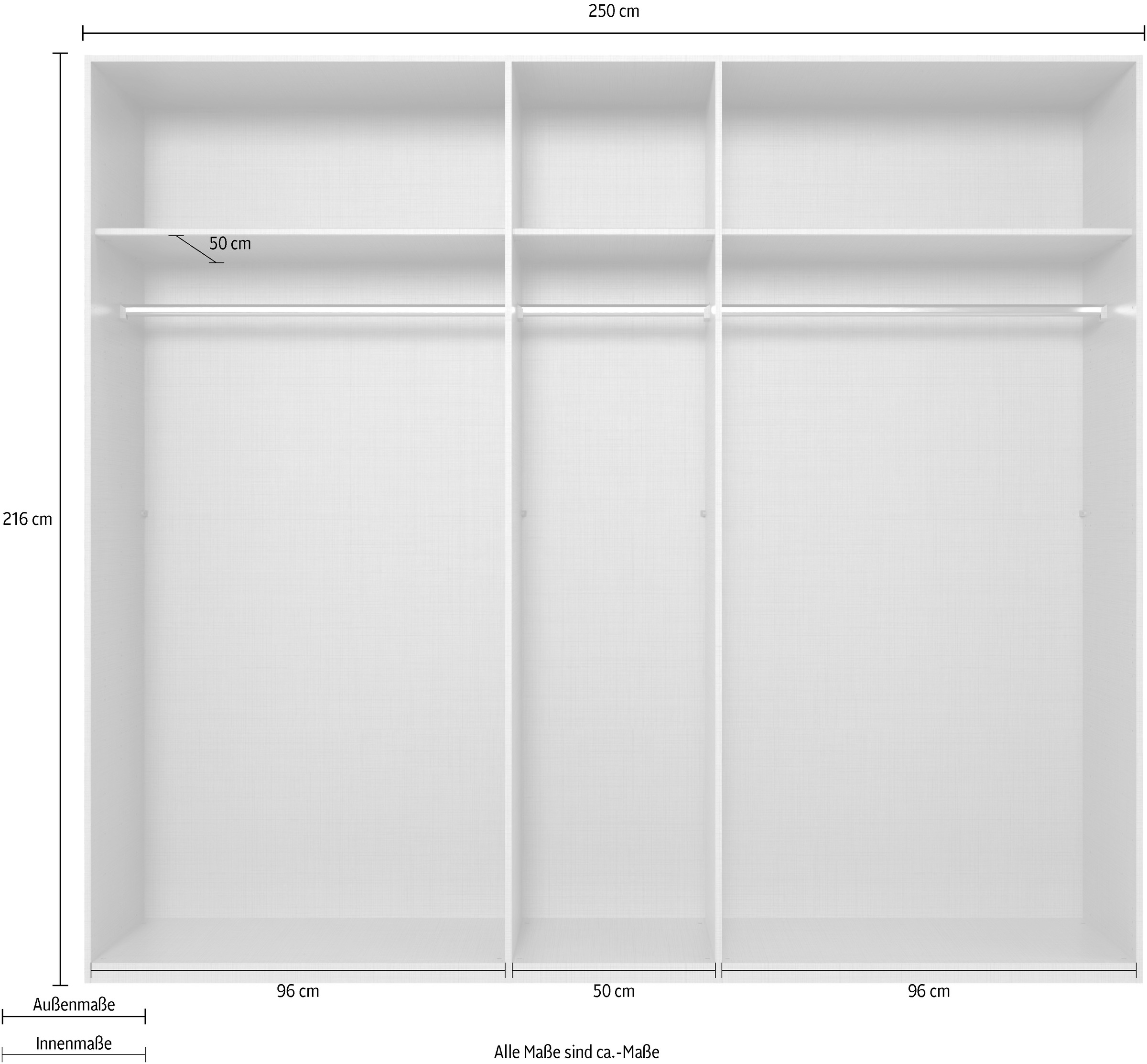 Wimex Drehtürenschrank »Rimini by fresh to go, 200, 250 oder 300cm Breite, 216cm hoch«, LED Bleuchtung inklusive, mit Glasfronten, Metallgriffen