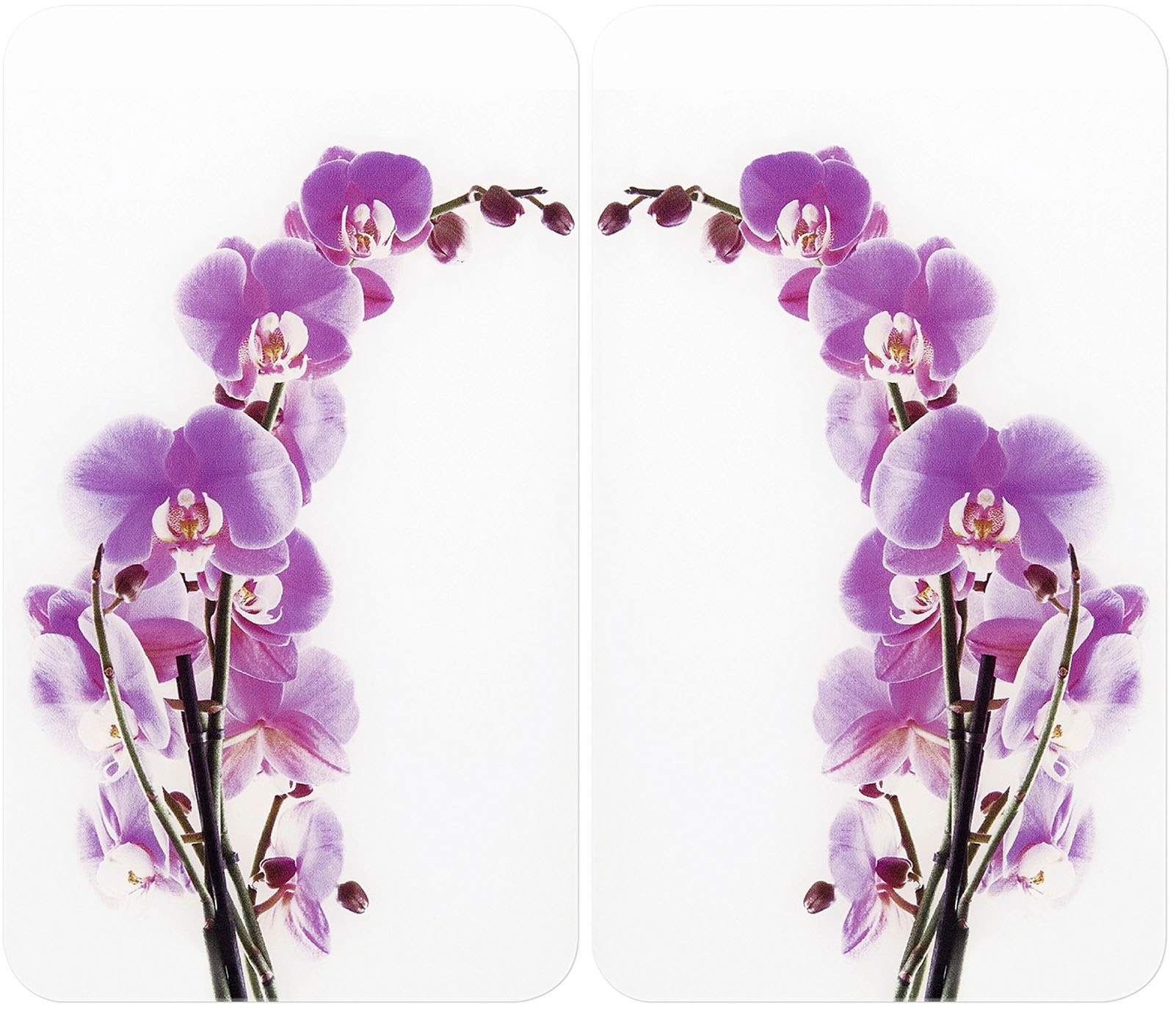 WENKO Herd-Abdeckplatte »Universal Modell Orchideenblüte«, (Set, 2 tlg.), Herdabdeckung für alle Herdarten, kratzfest, mit rutschfesten Füßen