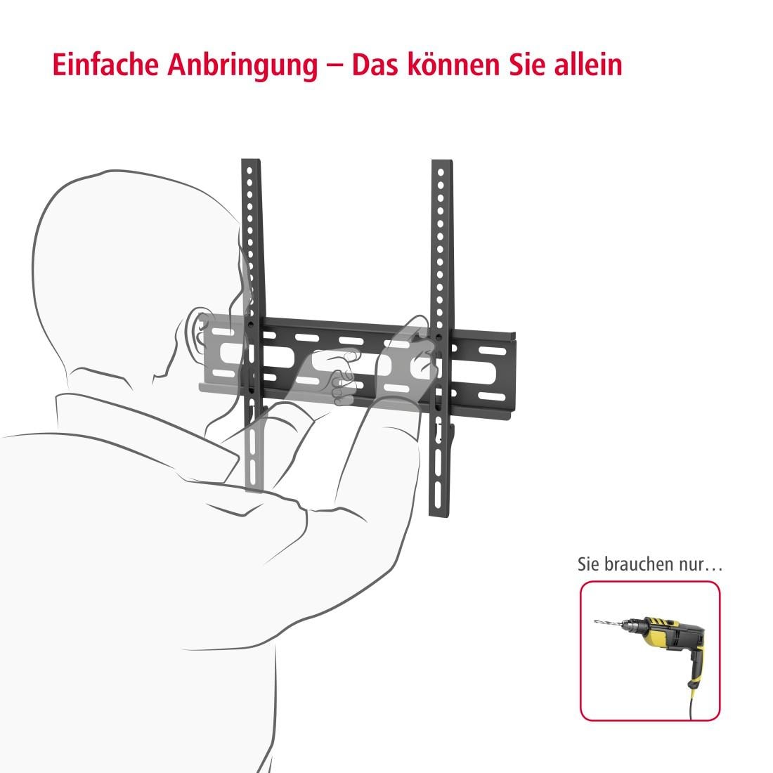 Hama TV-Wandhalterung »TV Wandhalter, LED LCD, 81 - 165 cm (32"- 65"), 43", 50", 55"«, bis 165 cm Zoll