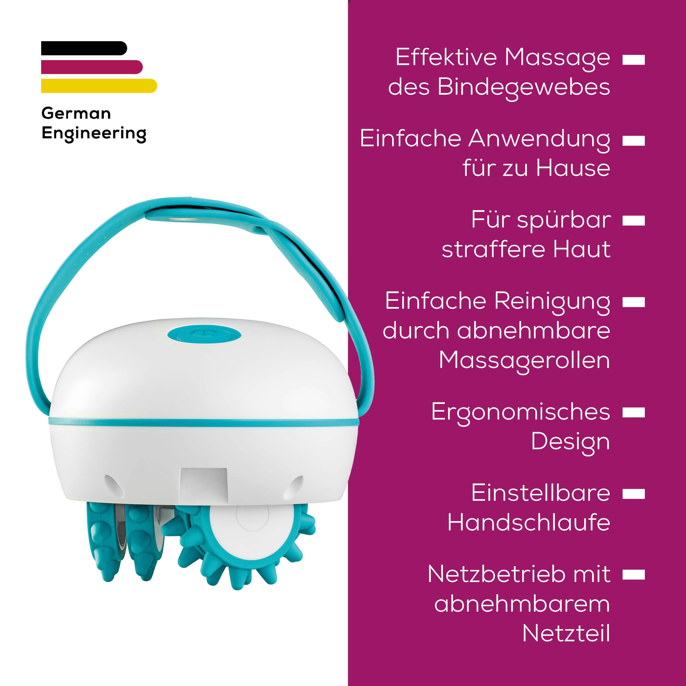 BEURER Massagegerät »CM 51 Cellulite Massagegerät für straffere Haut, 2 Intensitätsstufen«, Effektive Bindegewebsmassage, verstellbarer Handgriff