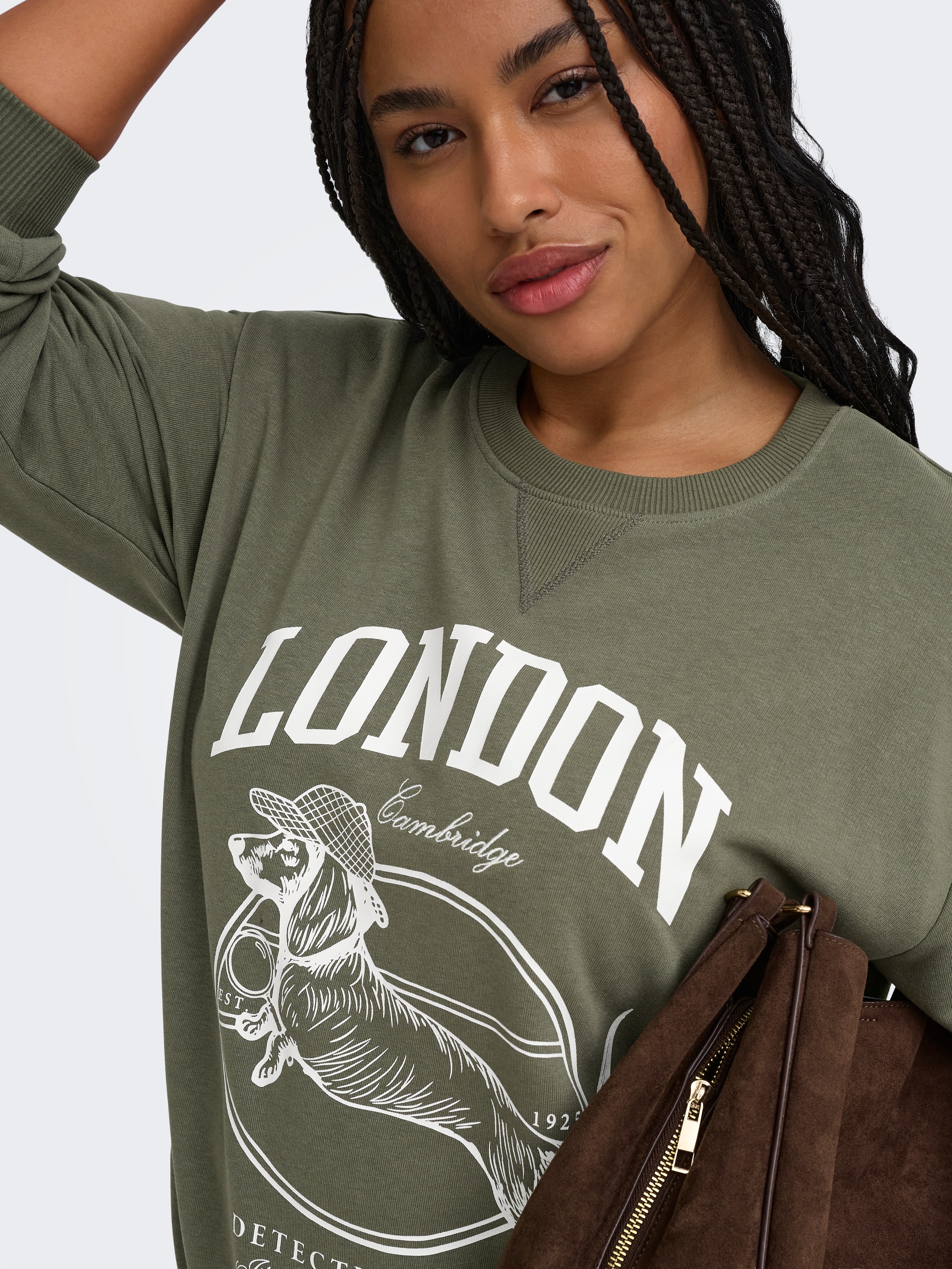 ONLY CARMAKOMA 1100000002199 »CARAMELIA LS O-NECK SWEAT JRS«, Baumwollmischung, regular fit

