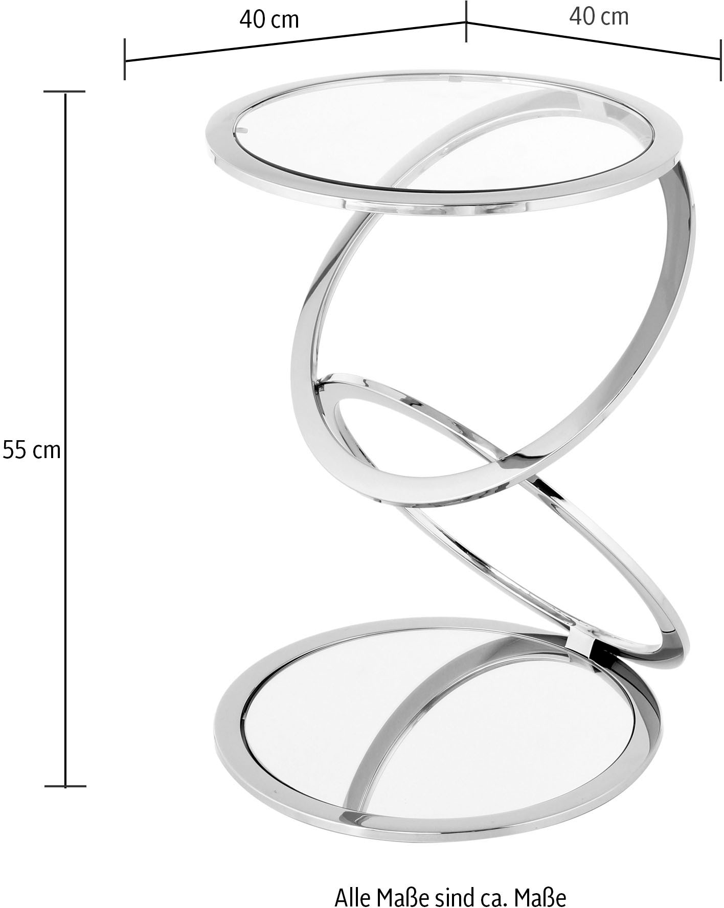 Kayoom Beistelltisch »Spiral 525,Beistelltisch in edlem Design, Glas-Tischplatte«, (1 St.), Extravagante Spiralform, Glamour-Effekt mit dem Spiegelglas