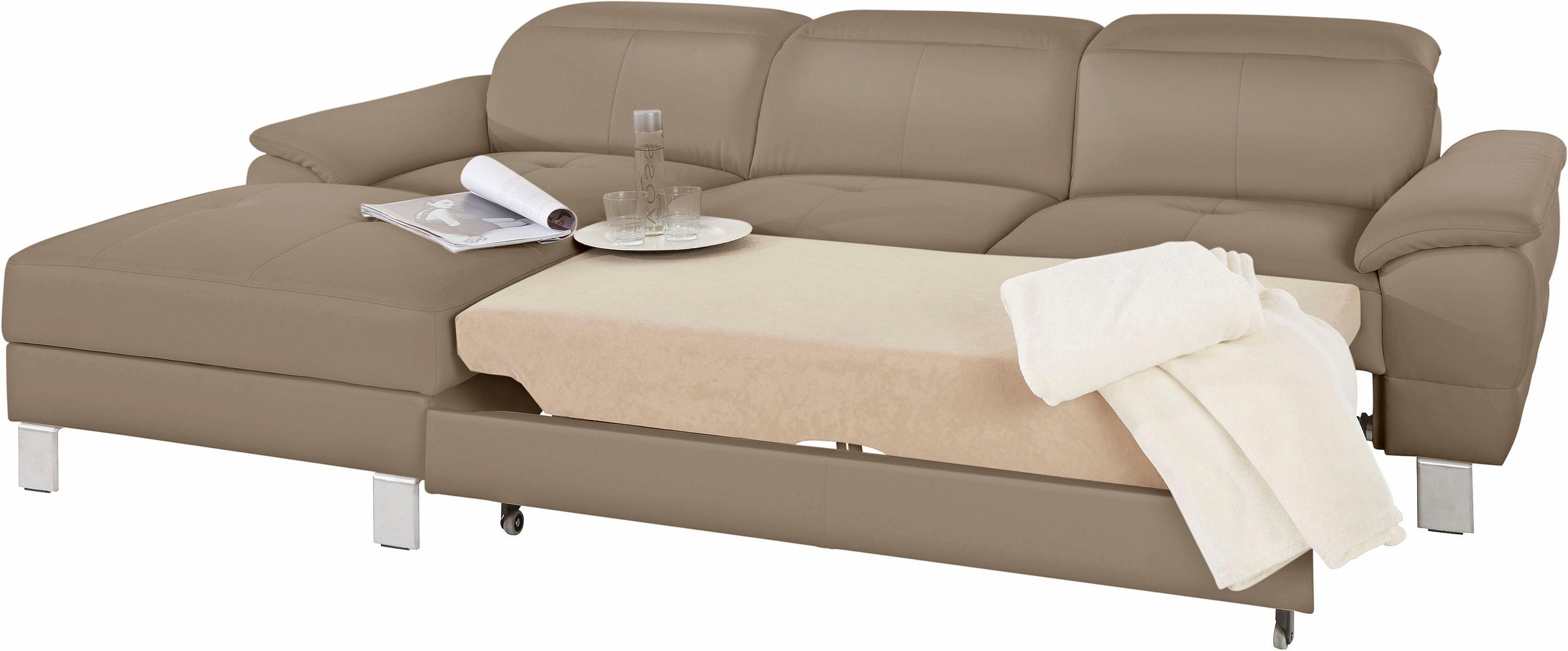 exxpo - sofa fashion Ecksofa »Mantua 2, inkl. Kopf- bzw. Rückenverstellung, bequem, L-Form«, wahlweise mit Bettfunktion und Bettkasten, tolle Verarbeitungsdetails