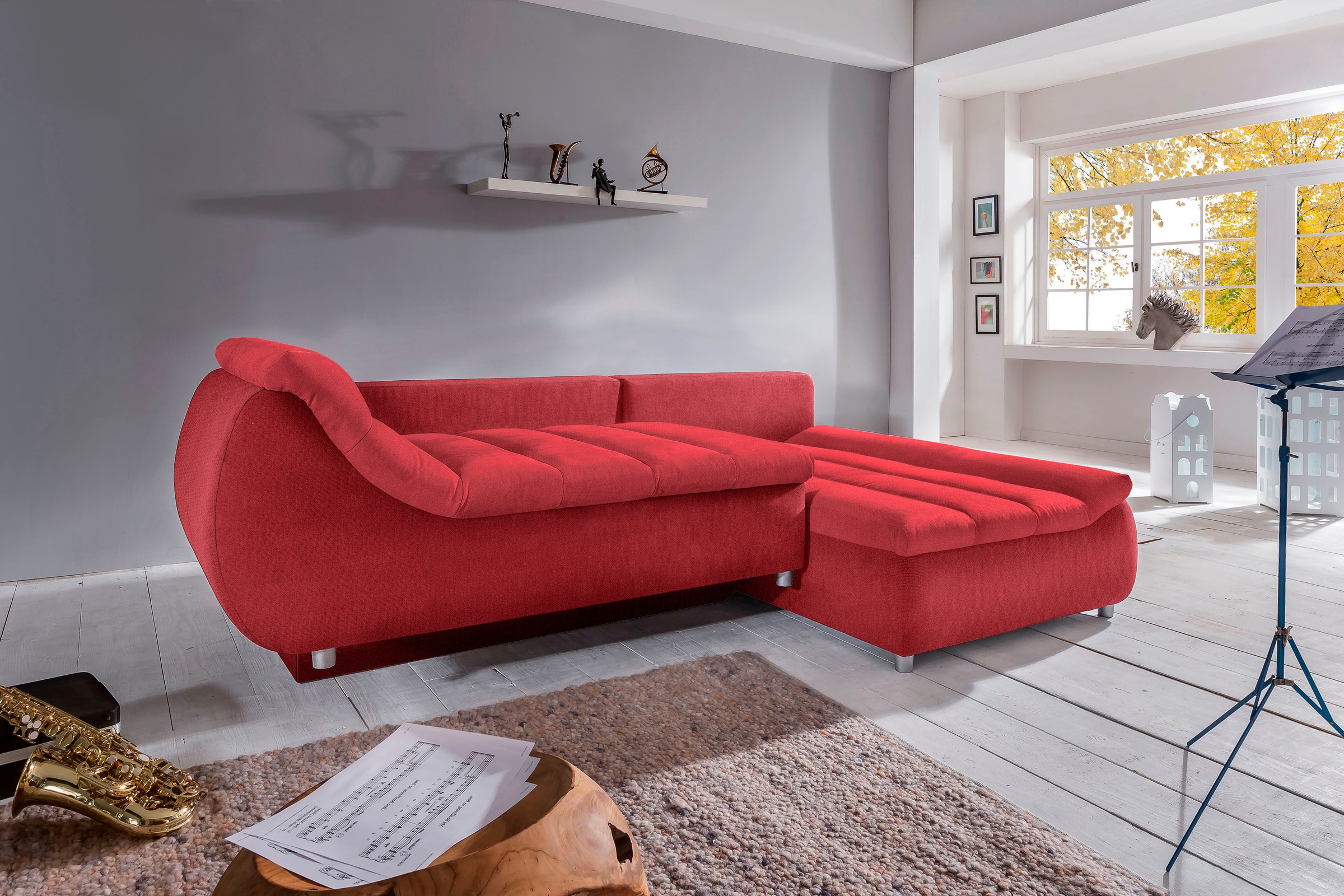 INOSIGN Ecksofa »Imola elegant und bequem, aktuelle Steppung im Sitz, L-For günstig online kaufen