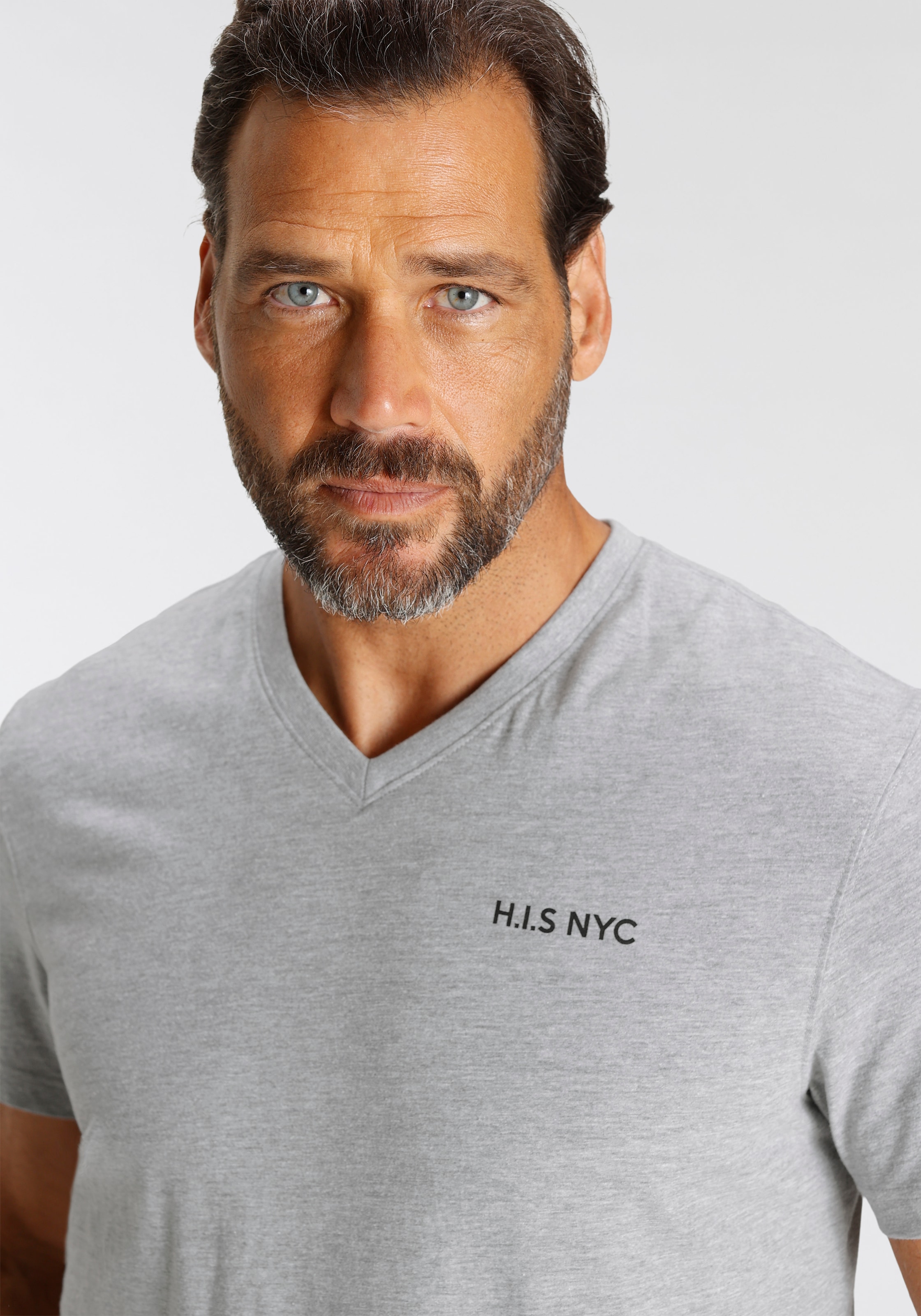 H.I.S V-Shirt, (3-er Pack), Kurzarm, Slim Fit, aus Baumwolle