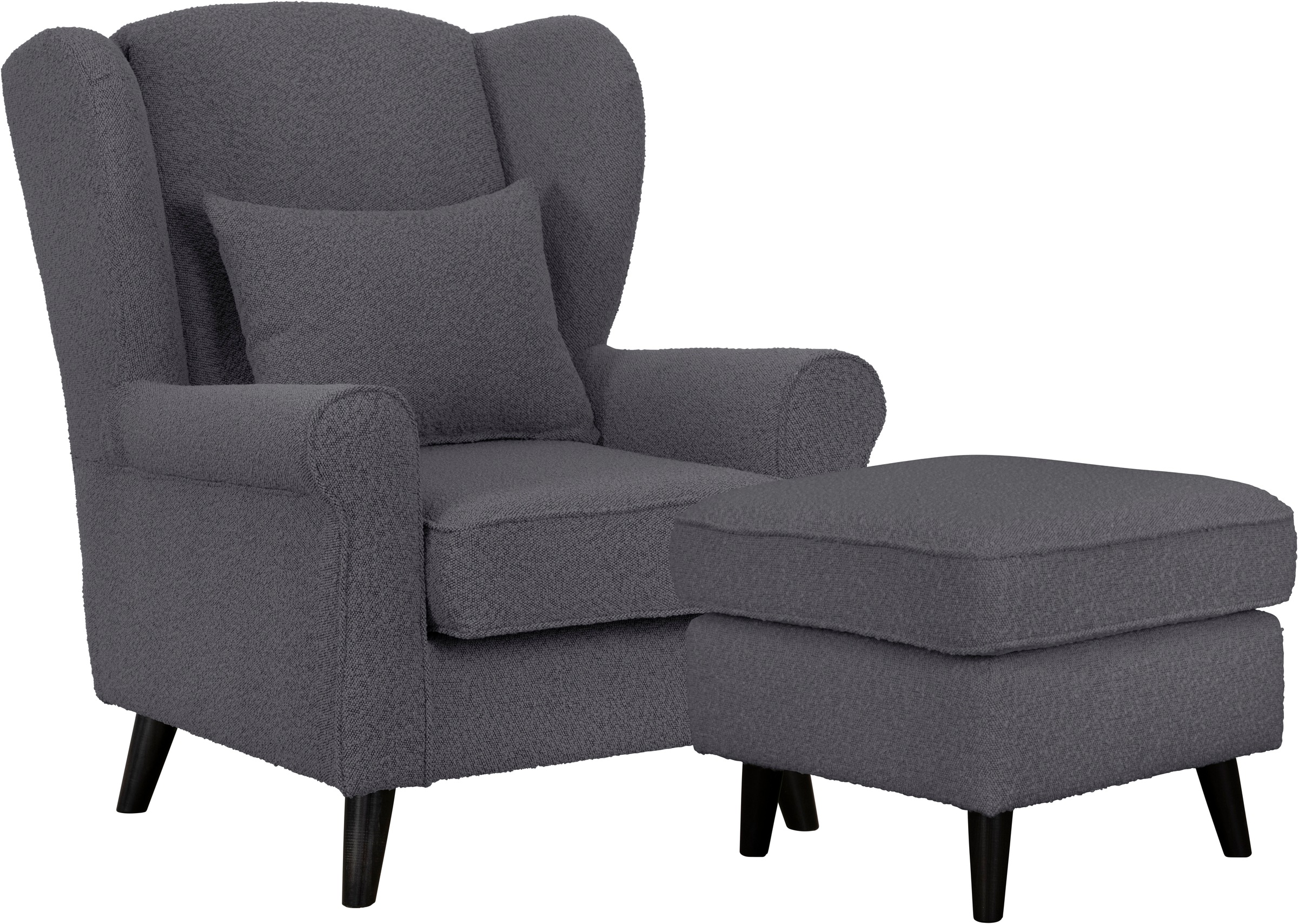Home affaire Sessel »Ohrensessel CHISTELLE, wahlweise mit Polsterhocker«, mit Wellenunterfederung, Maße: B/T/H: 81/87/99 cm