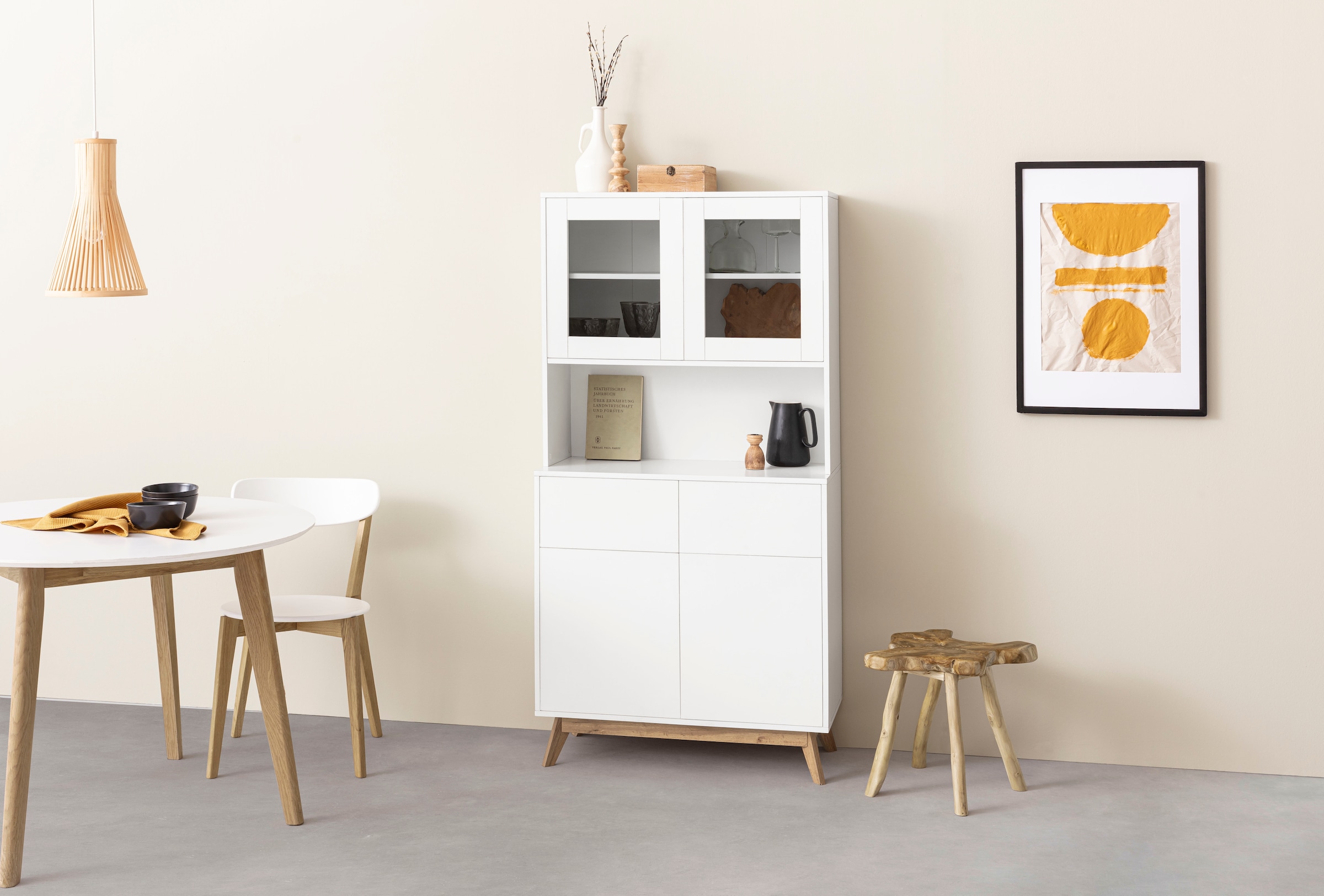 Home affaire Buffet »Skandi«, 2 Glastüren, 2 Holztüren und 2 Schubkasten, Breite 84cm, Höhe 165cm