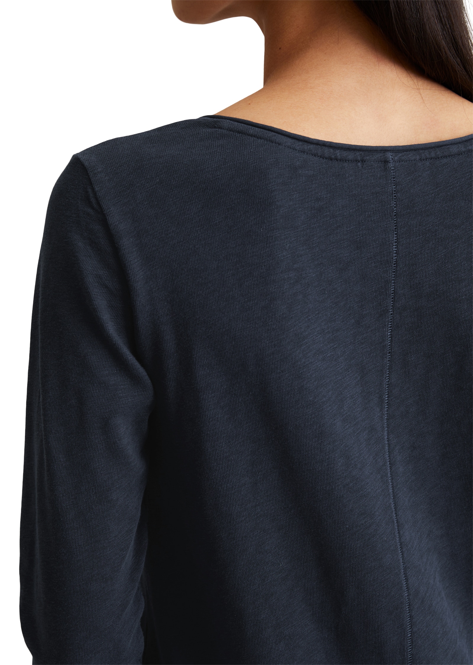 Marc O'Polo DENIM Langarmshirt mit Rollkante am V-Ausschnitt
