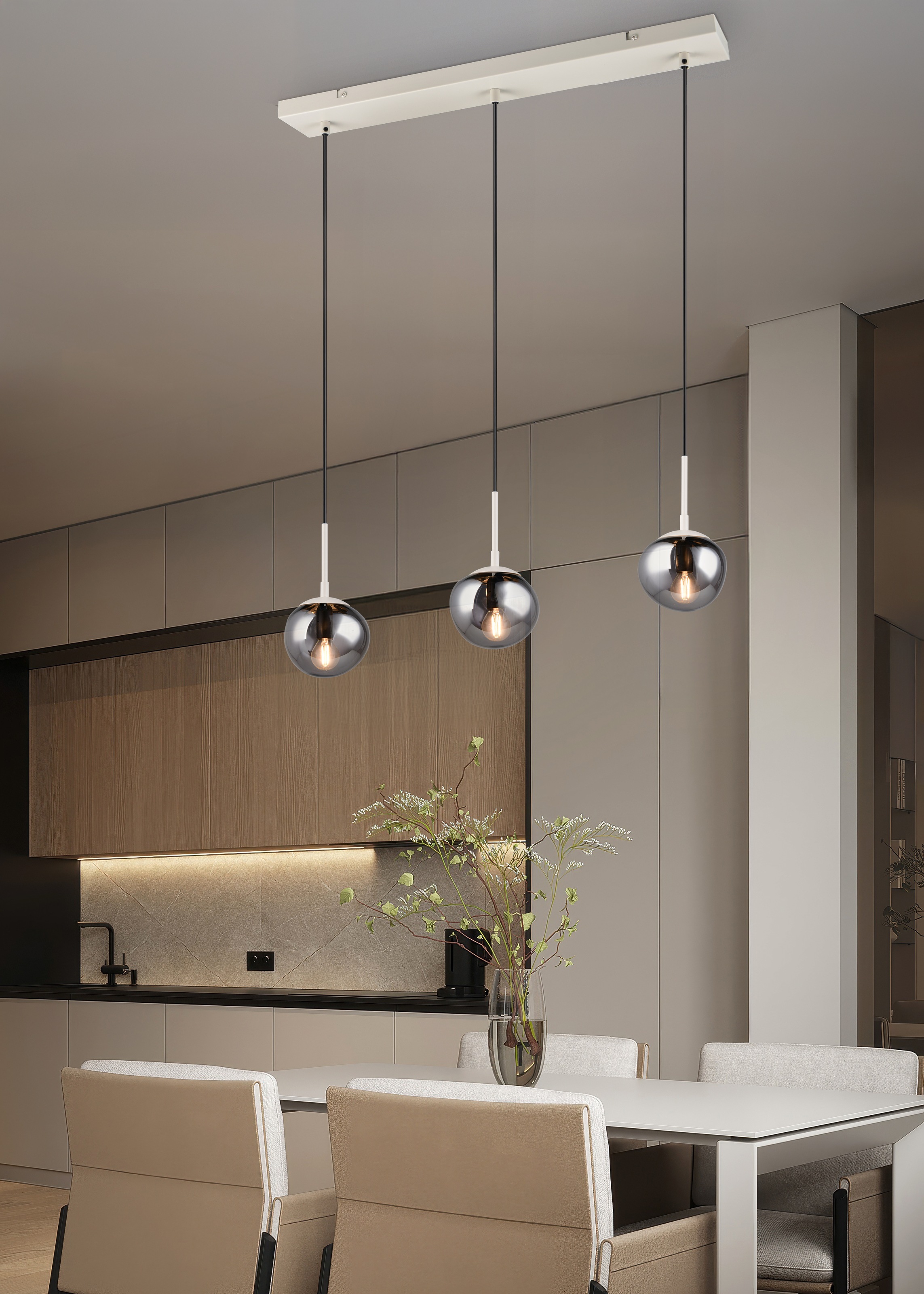 s.Oliver Pendelleuchte »ANJELLA, Hängelampe exkl 3x E14, in warm grey (beig günstig online kaufen