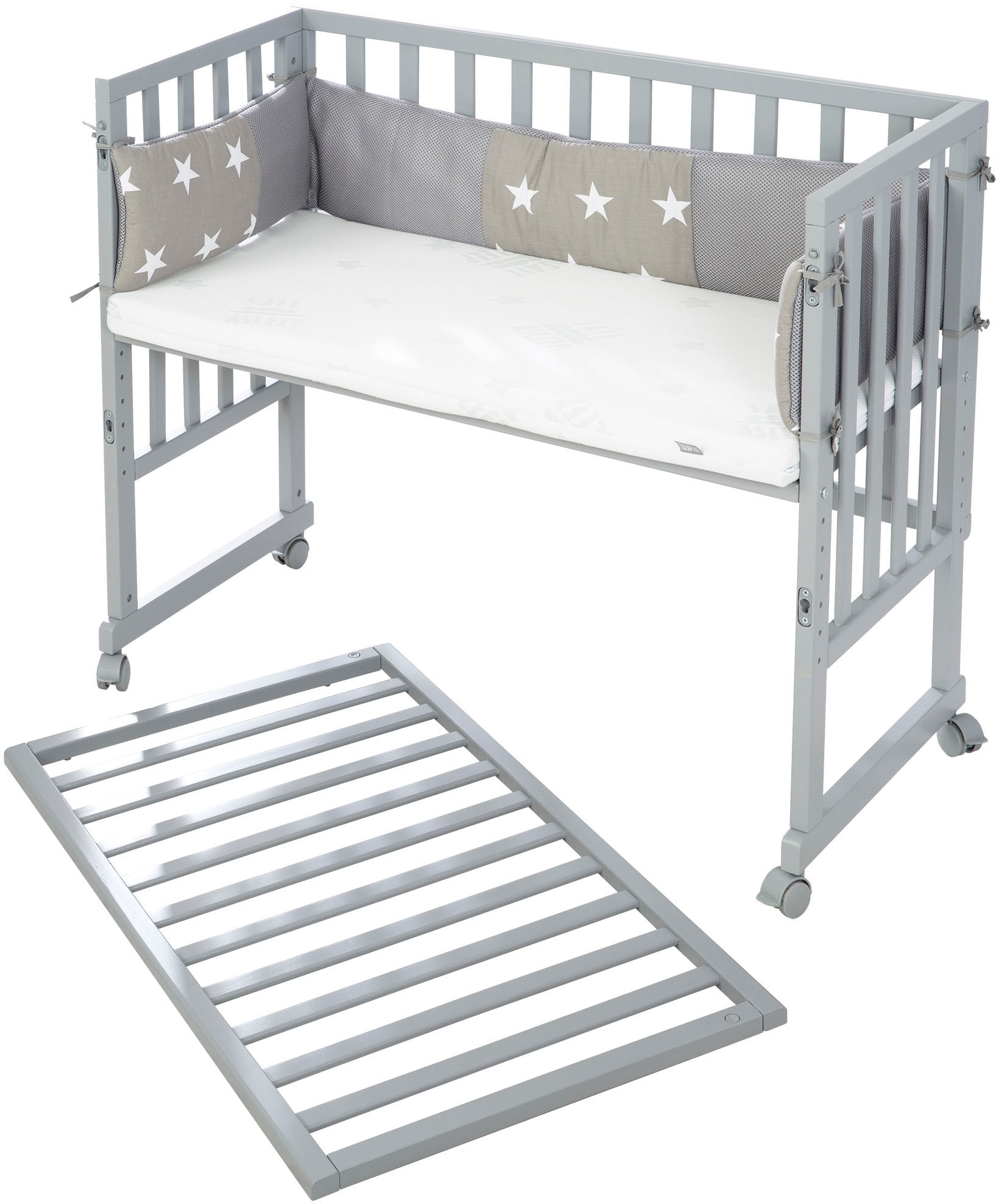 roba® Stubenbett »Safe Asleep® 2in1, taupe, Little Stars«, mit 4 Rollen, Ma günstig online kaufen