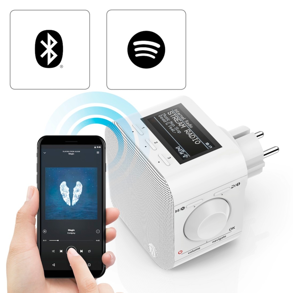 Hama Digitalradio (DAB+) »Spotify, inkl. App«, (WLAN-Bluetooth Digitalradio (DAB+)-FM-Tuner-Internetradio), mit Stecker, WLAN/Bluetooth/DAB+