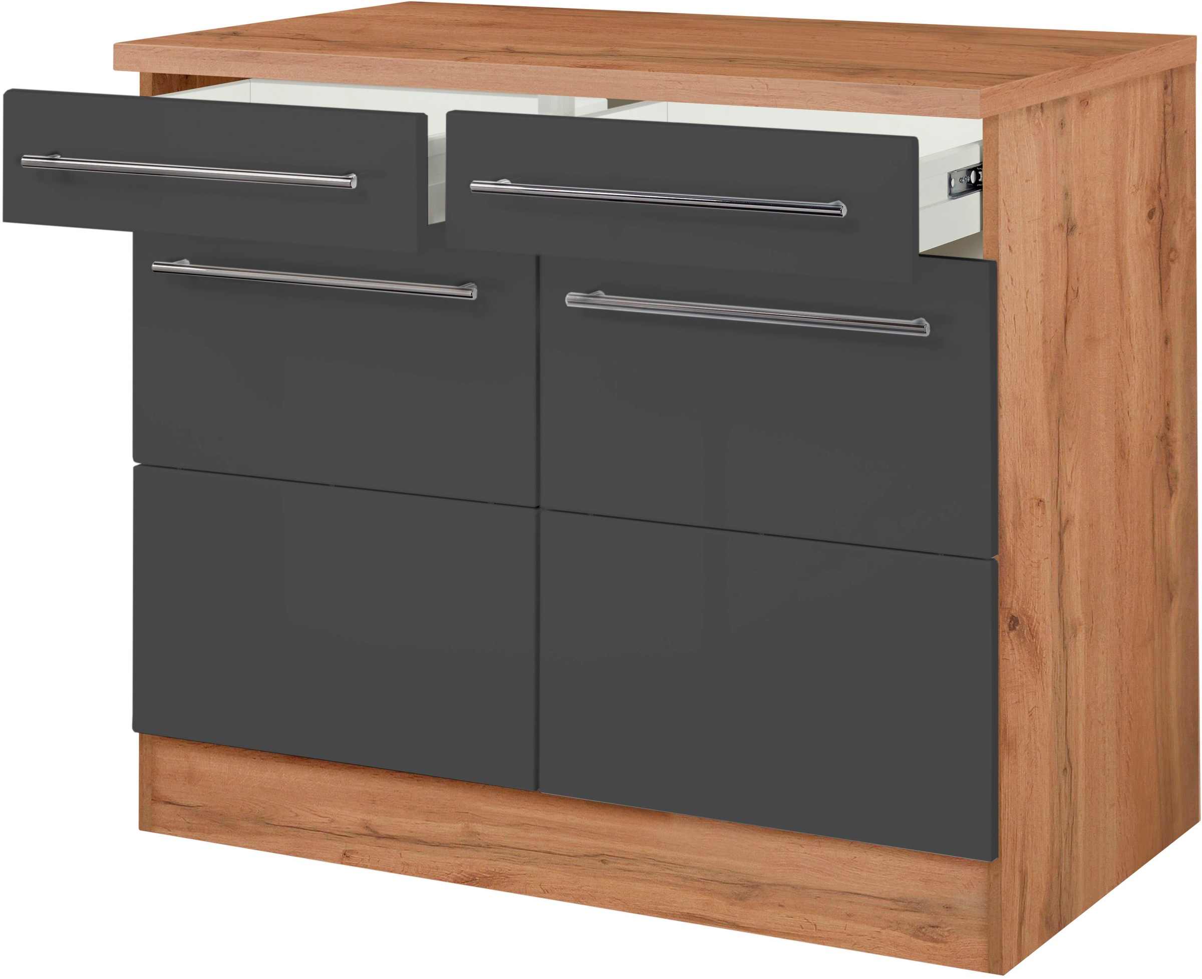 KOCHSTATION Unterschrank "KS-Wien" Breite 100 cm, 2 Türen, 2 Schubkästen, f günstig online kaufen