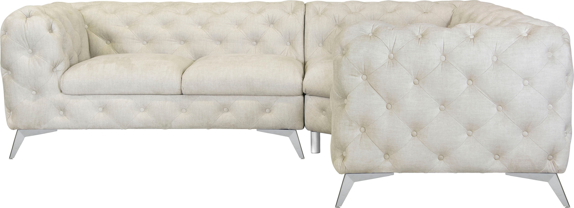 Leonique Chesterfield-Sofa »Ecksofa GLYNIS L-Form mit Wellenunterfederung, günstig online kaufen