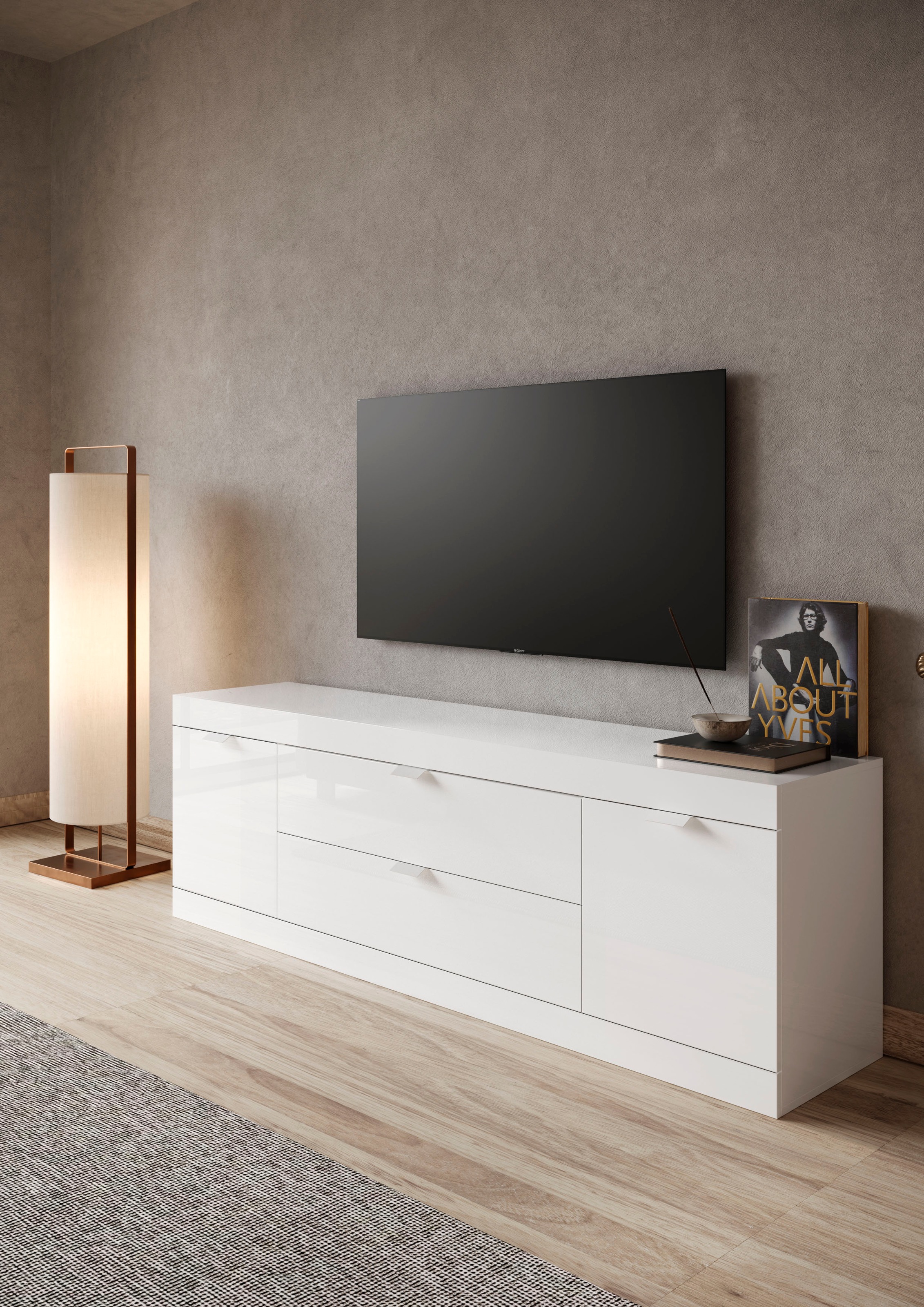 INOSIGN Lowboard »Slim, TV-Bank«, Breite 181 cm, weiß Hochglanz Lack