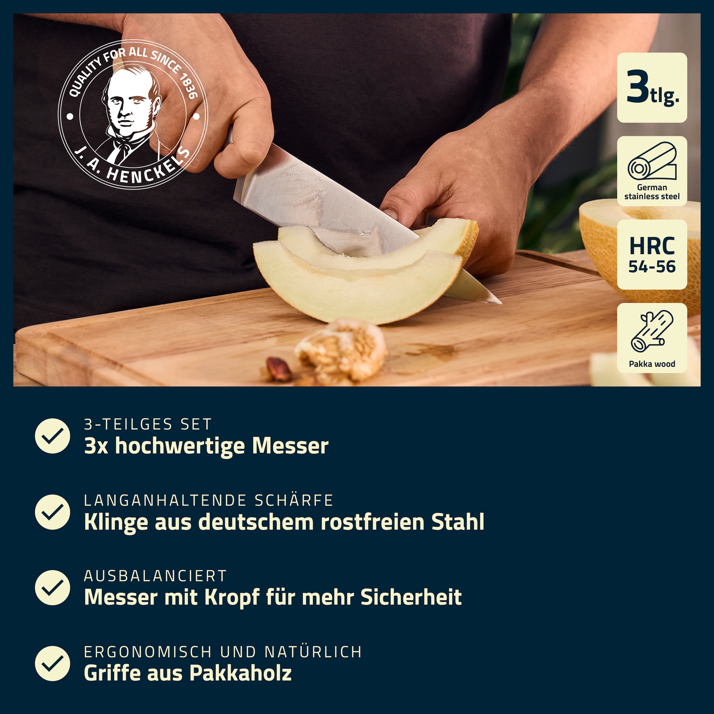 HENCKELS by ZWILLING Messer-Set »Pakka« Rostfreier Klingenstahl, Edles Pakkaholz