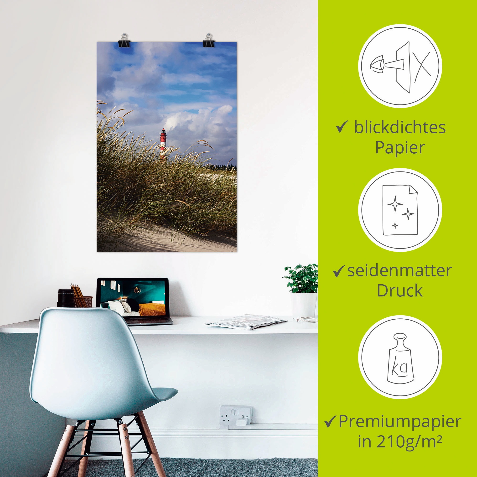 Artland Wandbild »Sommerimpression Amrumer Leuchtturm«, Gebäude, (1 St.), als Leinwandbild, Poster in verschied. Größen