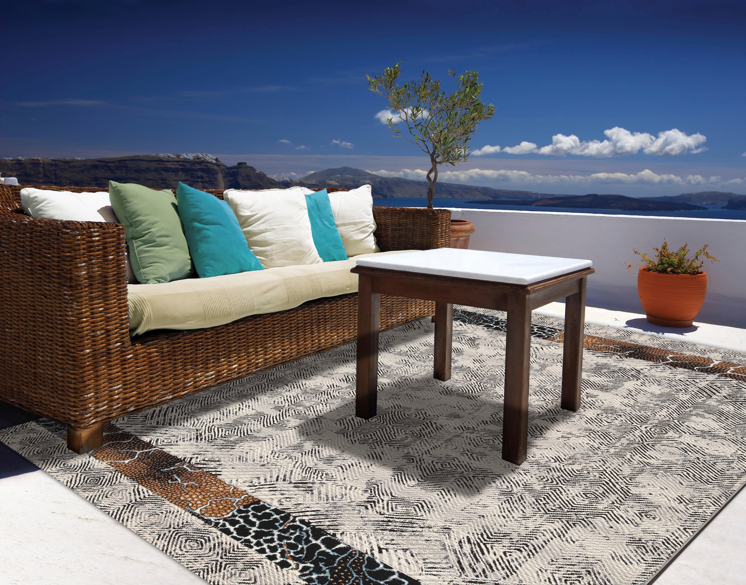 Gino Falcone Teppich »Outdoor-Africa 43«, rechteckig, 5 mm Höhe, Flachgewebe, In- und Outdoor geeignet, Wohnzimmer