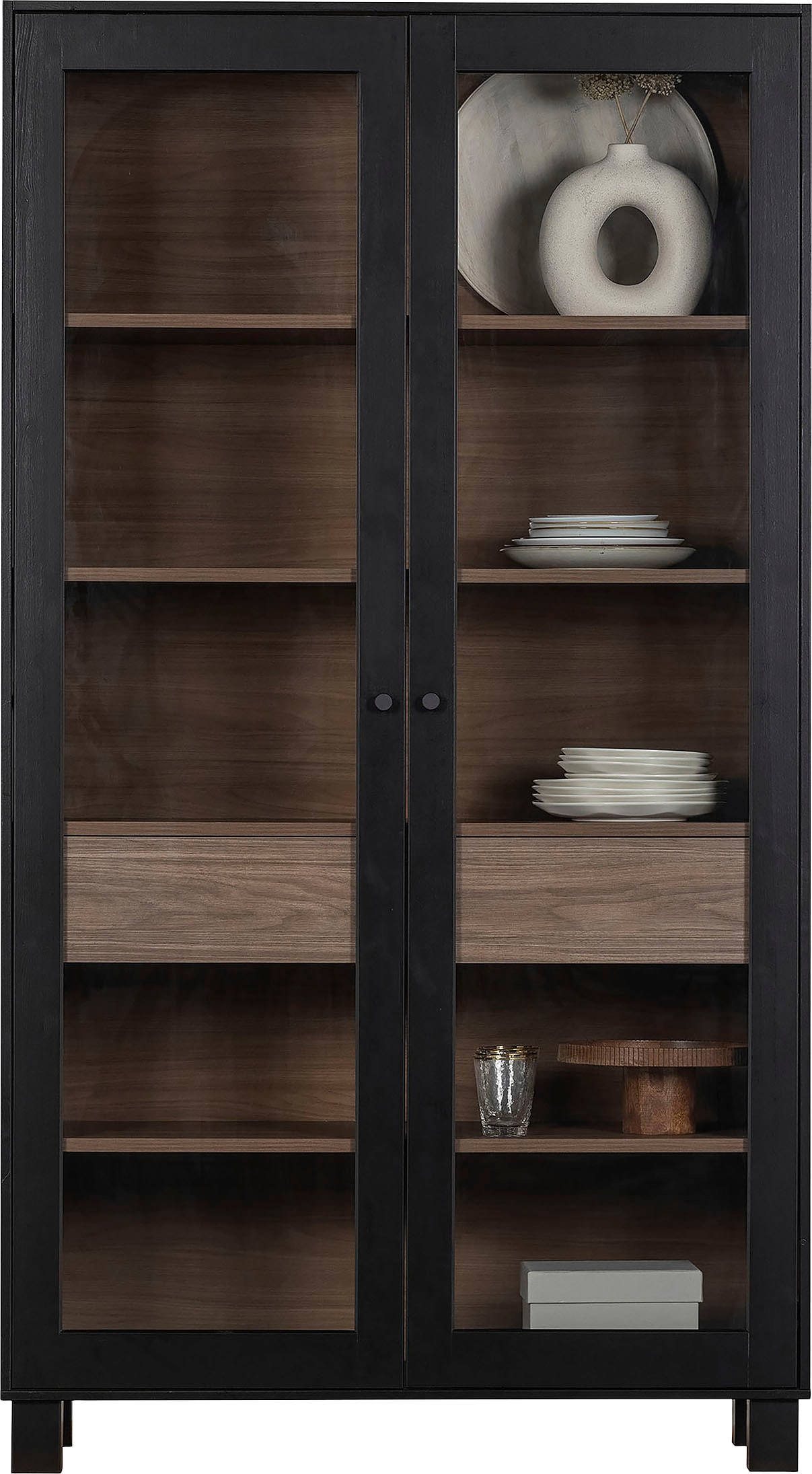 WOOOD Vitrine »Goos«, aus Kiefernholz, zwei Türen, Breite 110 cm