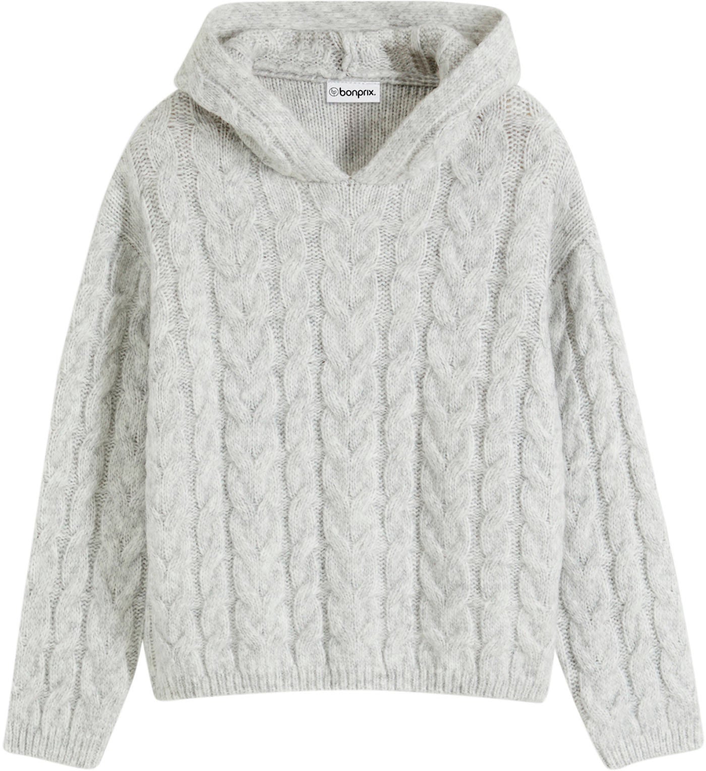 bonprix Strickpullover im kuscheligen Zopfstrickmuster, mit Kapuze, Boxy Passform