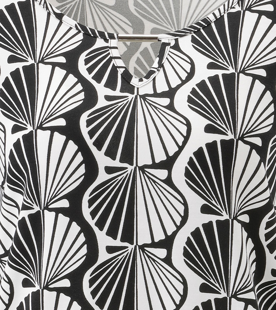 Aniston SELECTED Langarmshirt mit Cut-out und trendigen Grafikdruck - NEUE KOLLEKTION