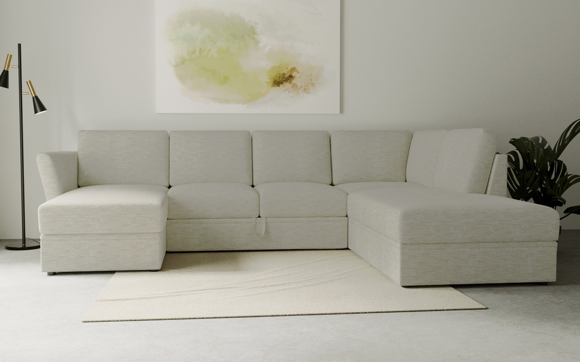 Home affaire Wohnlandschaft »Lavars Schlafsofa«, mit Bettfunktion und Stauraum, in zwei verschiedenen Bezugsqualitäten