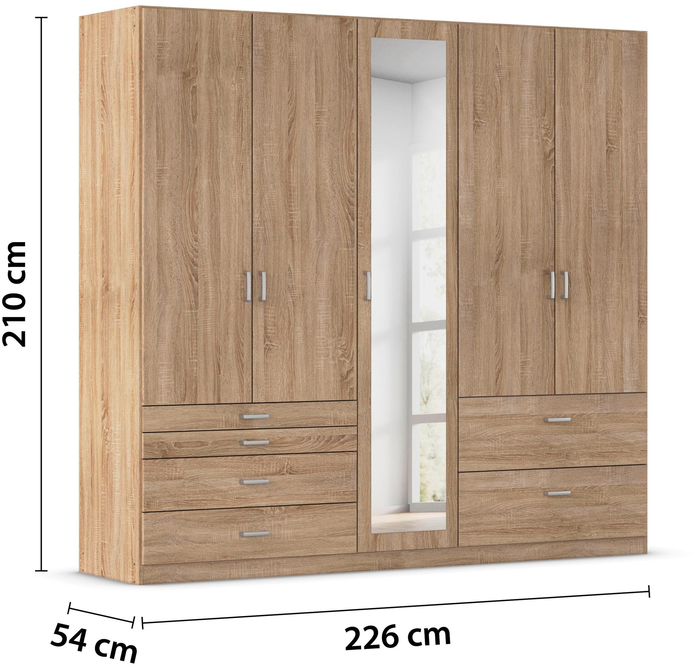 rauch Kleiderschrank »Kleiderschrank Schrank Garderobe Wäscheschrank WILDBERG« Breiten 226/271 cm, Höhen 210/229 cm,  mit 6 Schubladen, obere Schublade mit Holz-Einteilung MADE IN GERMANY
