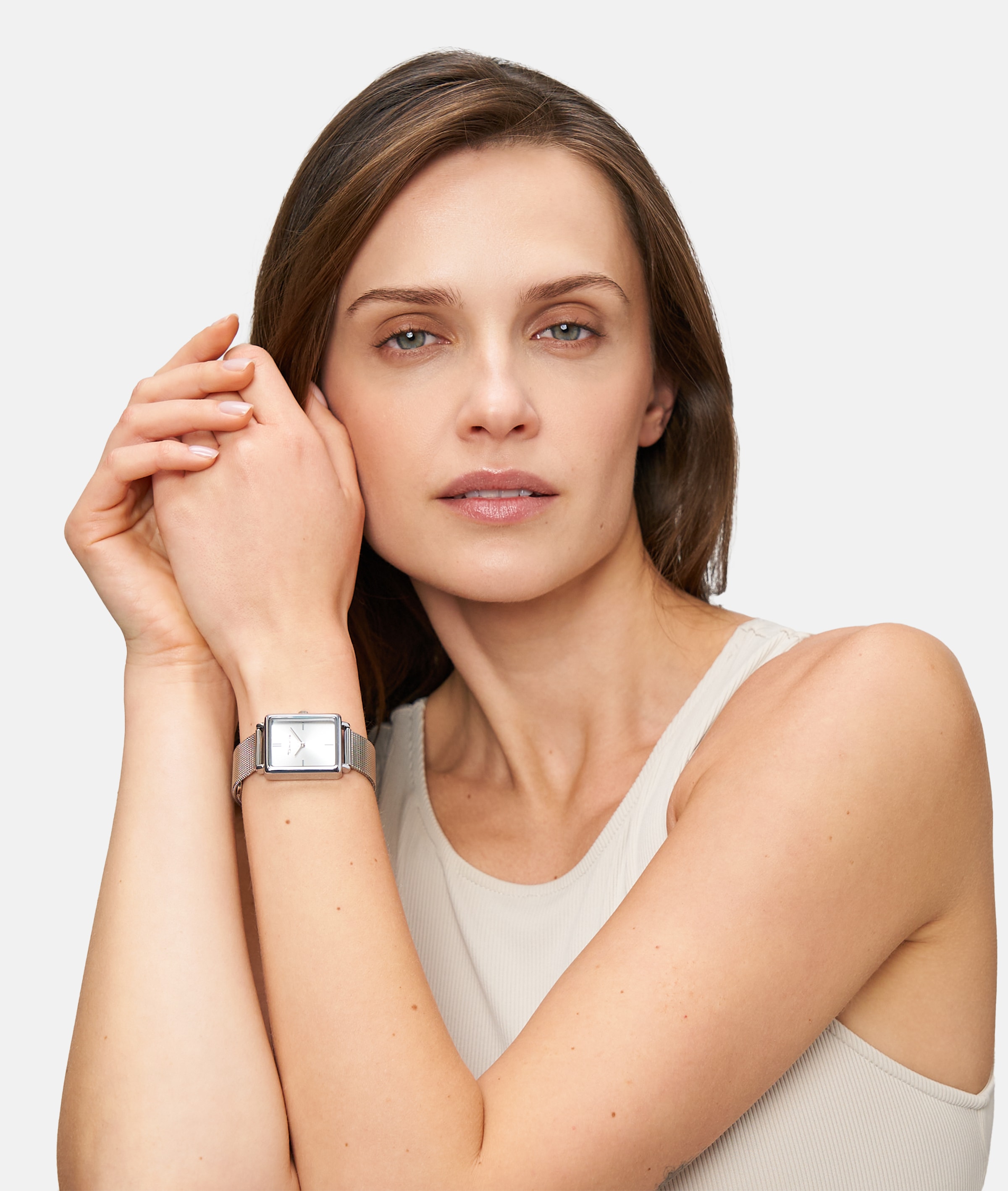 Tamaris Quarzuhr »Square Meets Mesh« Armbanduhr, Damenuhr, Edelstahlarmband, analog