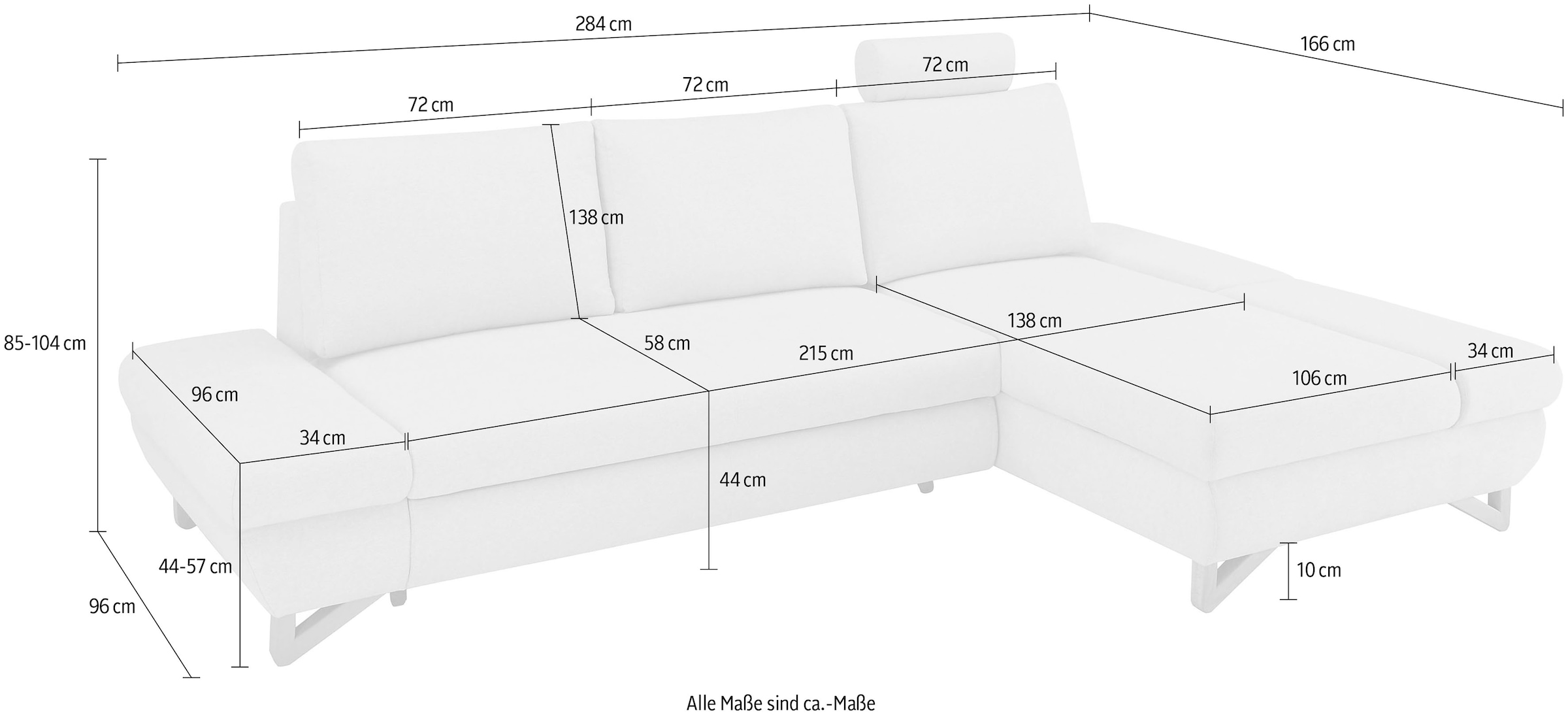 INOSIGN Ecksofa »City/Giron, L-Form,«, verstellbare Armlehnen mit Rasterfunktion